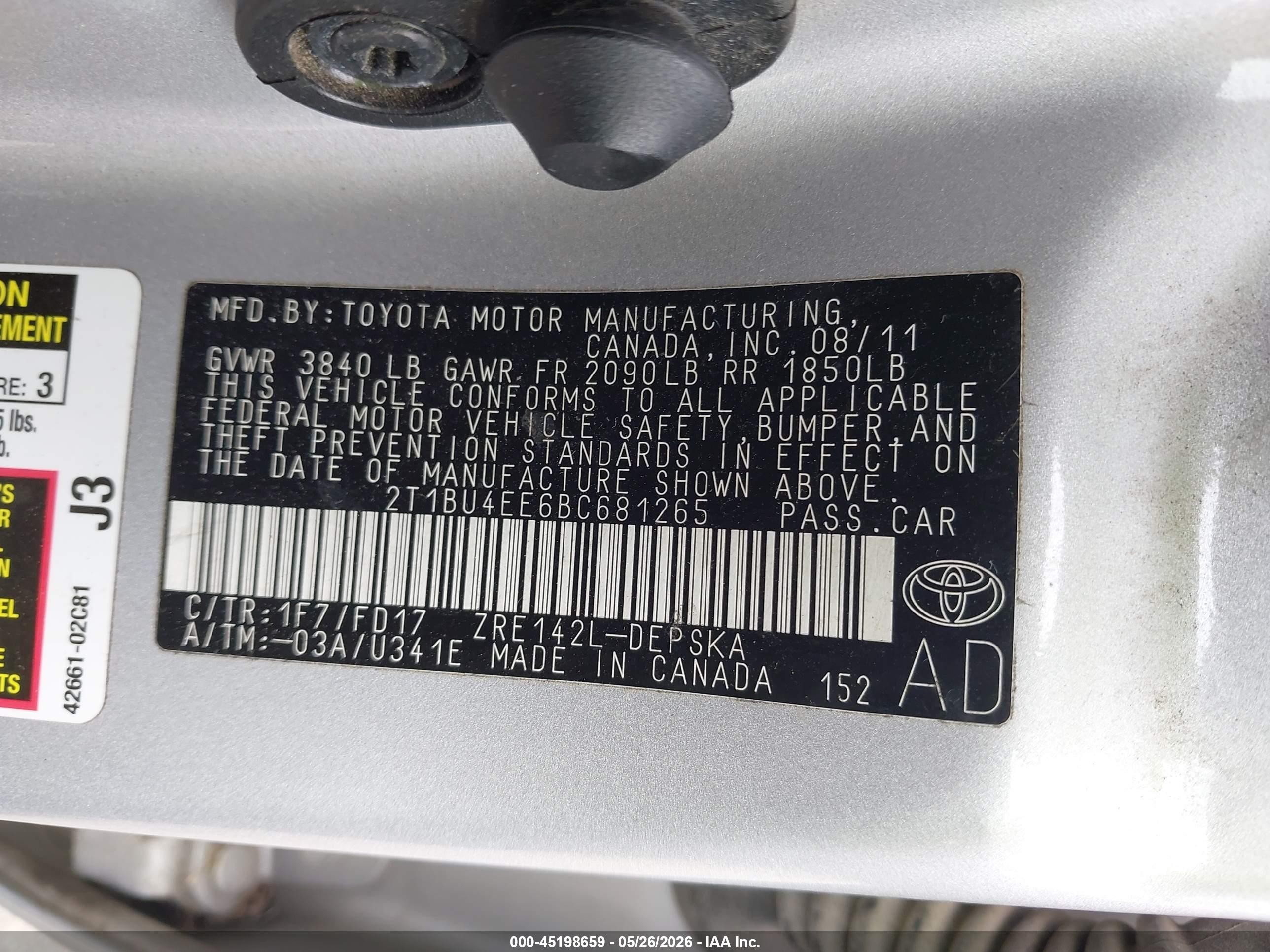 2011 Toyota Corolla S Silver vin: 2T1BU4EE6BC681265