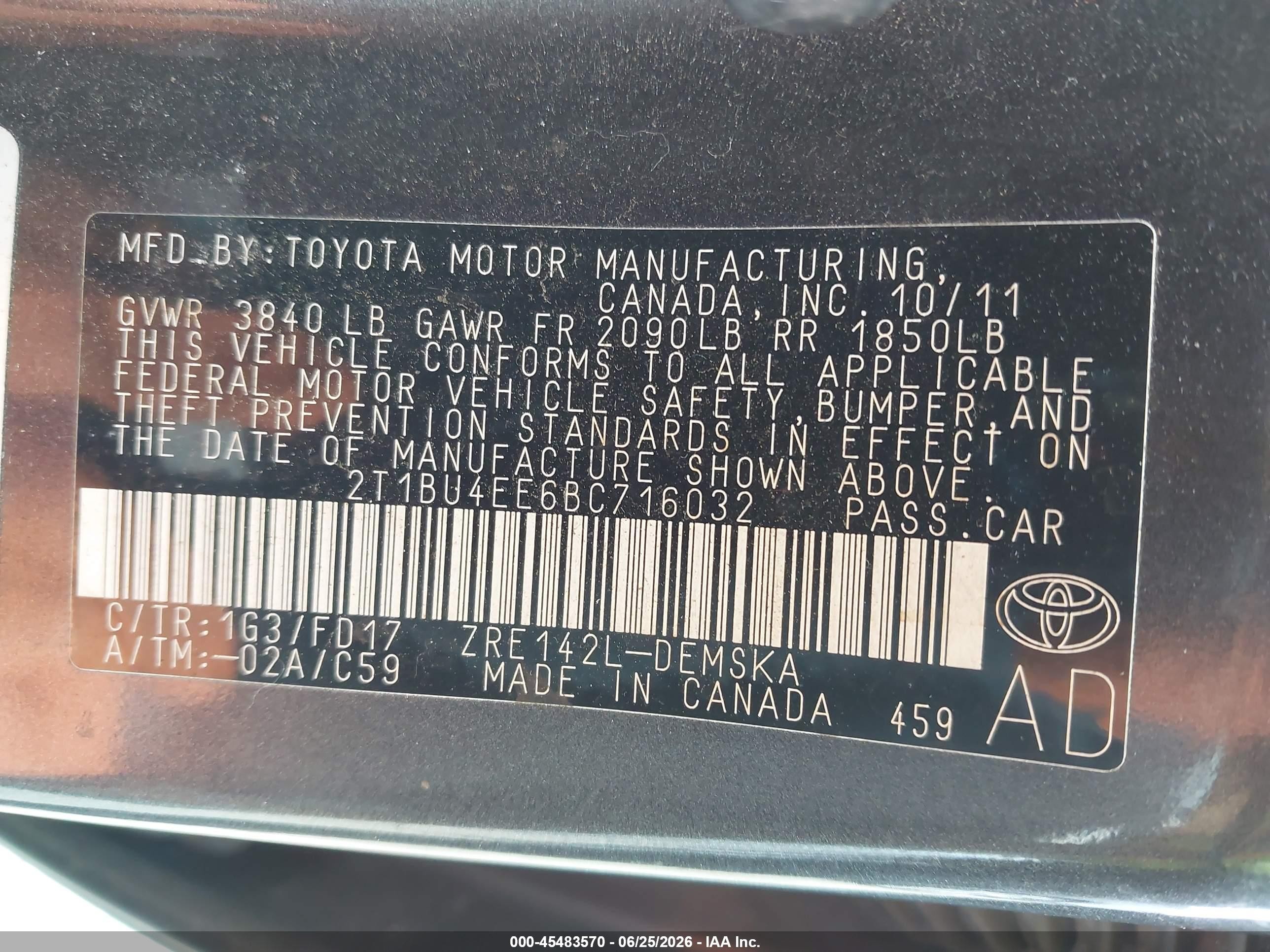 2011 Toyota Corolla S Gray vin: 2T1BU4EE6BC716032
