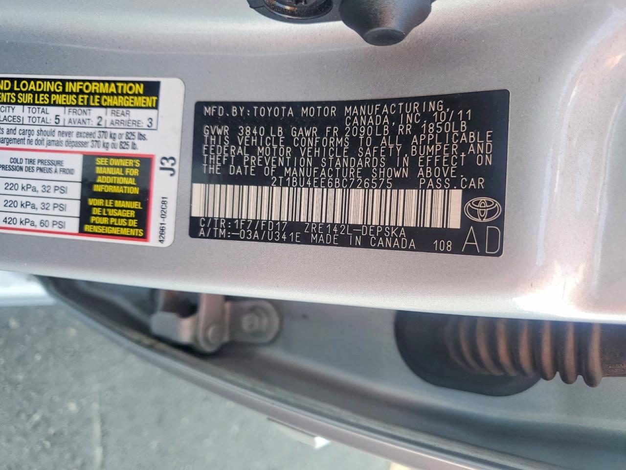 2011 Toyota Corolla S Silver vin: 2T1BU4EE6BC726575