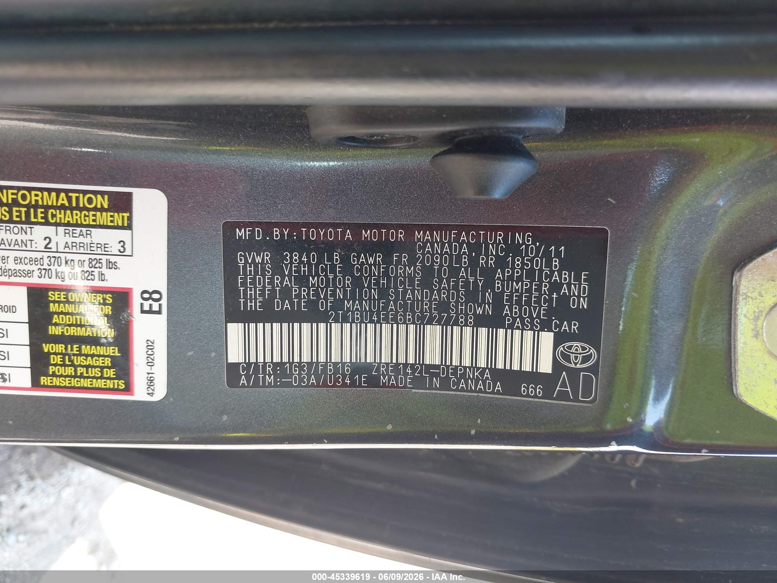 2011 Toyota Corolla Le Gray vin: 2T1BU4EE6BC727788