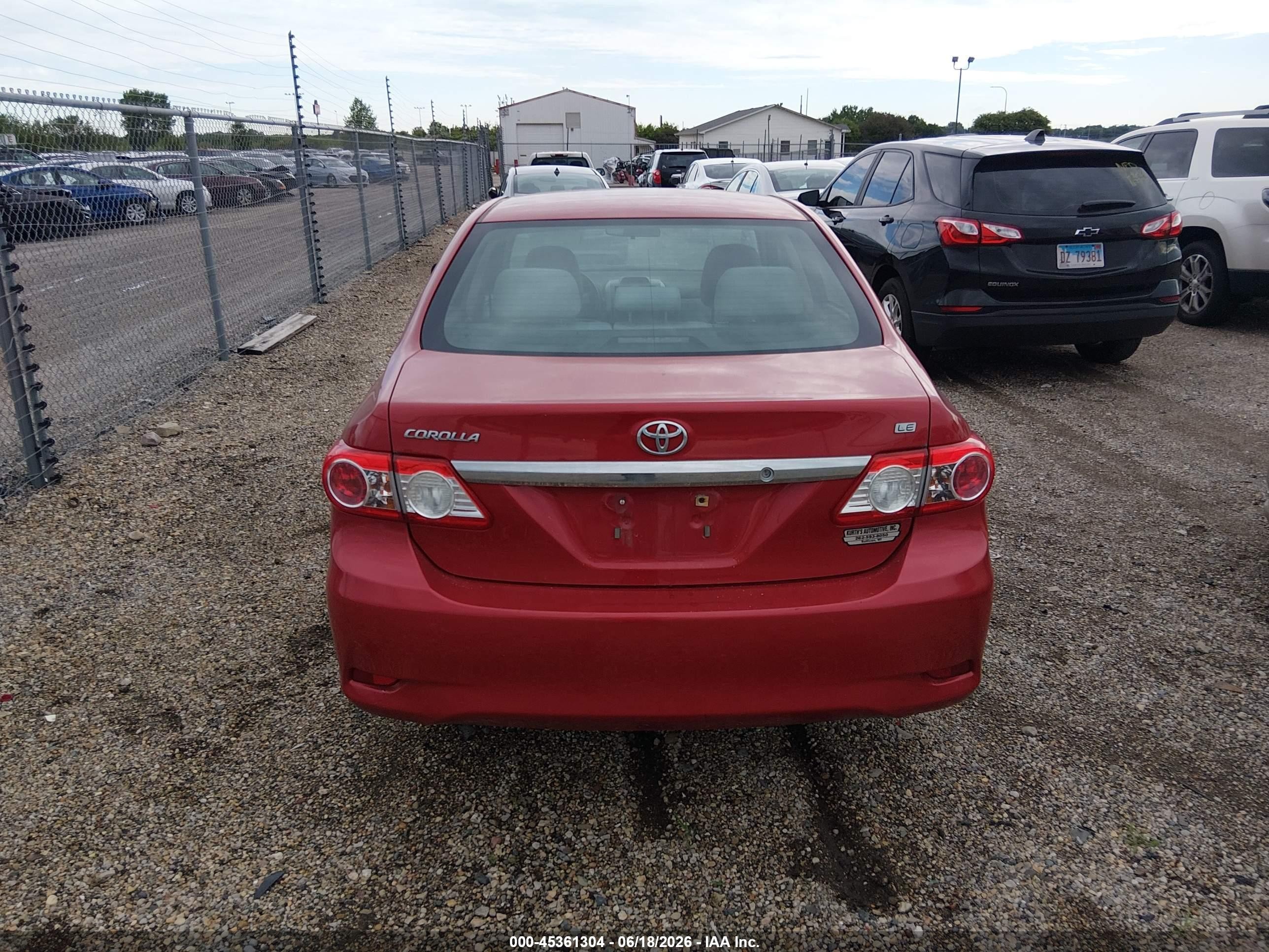 2012 Toyota Corolla Le Red vin: 2T1BU4EE6CC780573