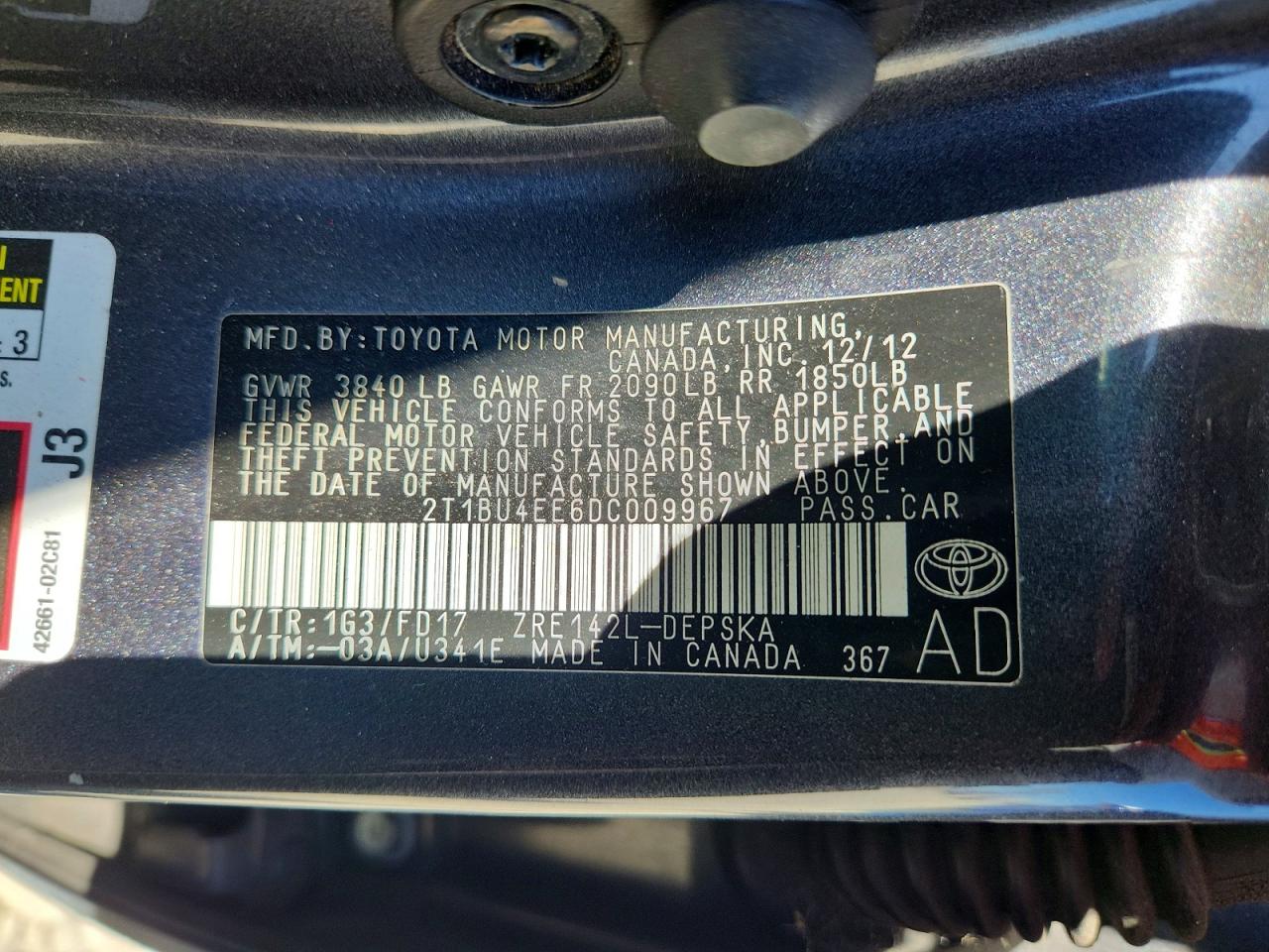 2013 Toyota Corolla S Gray vin: 2T1BU4EE6DC009967