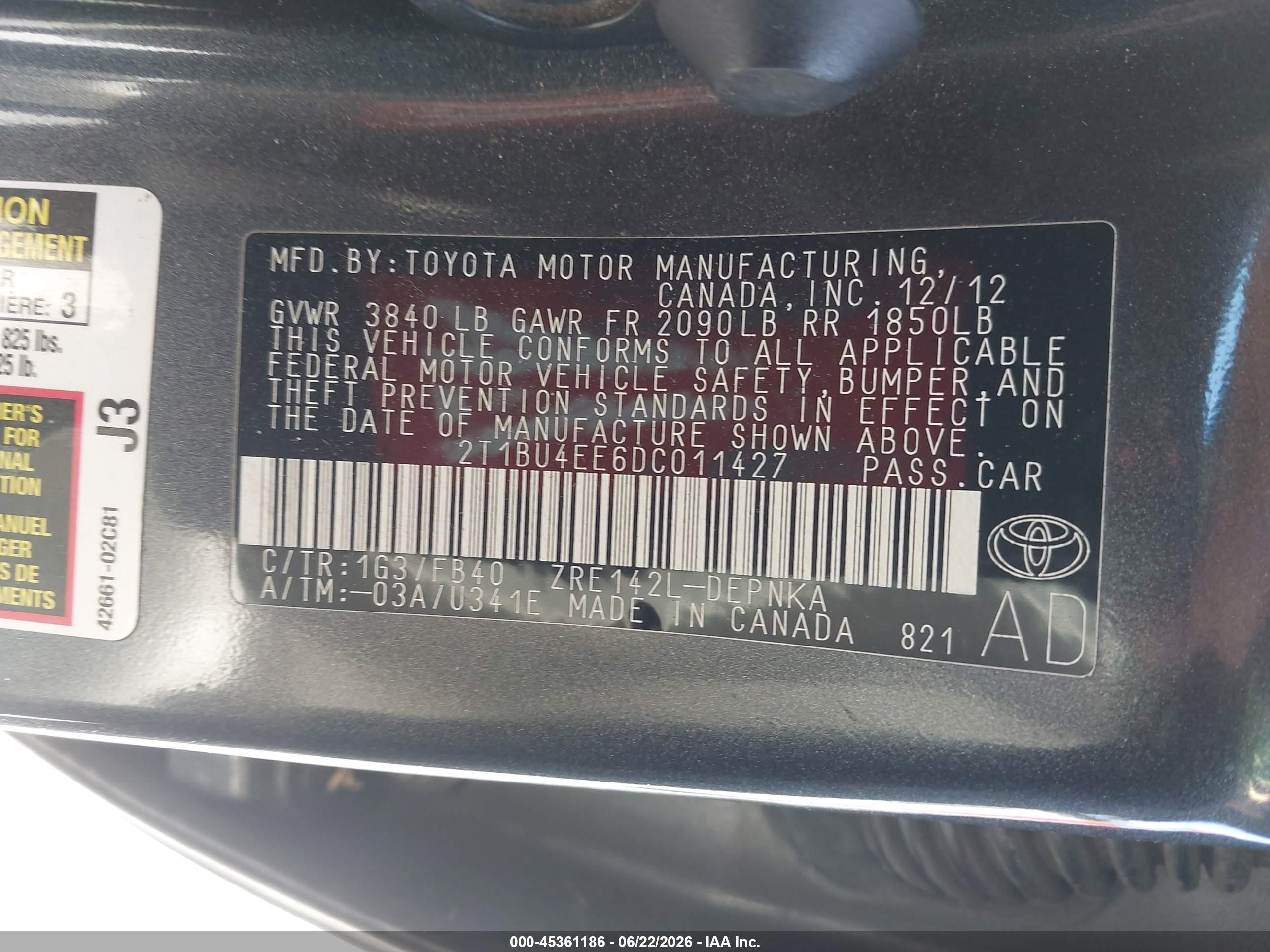 2013 Toyota Corolla Le Gray vin: 2T1BU4EE6DC011427