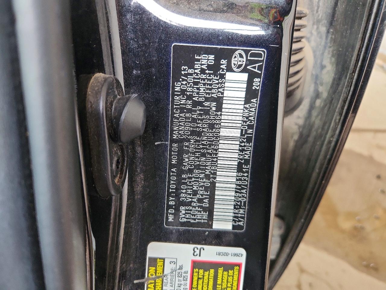 2013 Toyota Corolla Le Black vin: 2T1BU4EE6DC066864