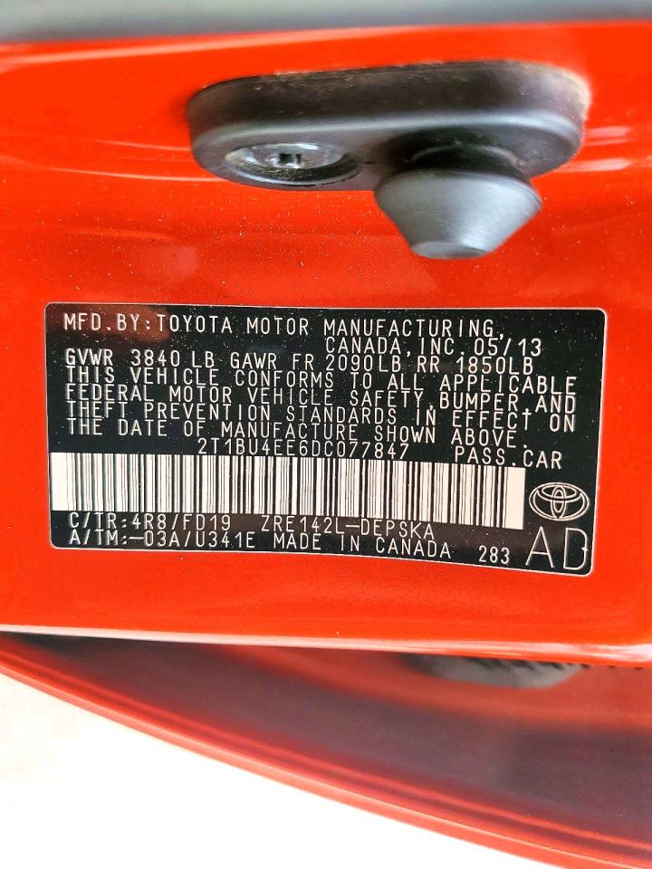 2013 Toyota Corolla S Special Edition Orange vin: 2T1BU4EE6DC077847