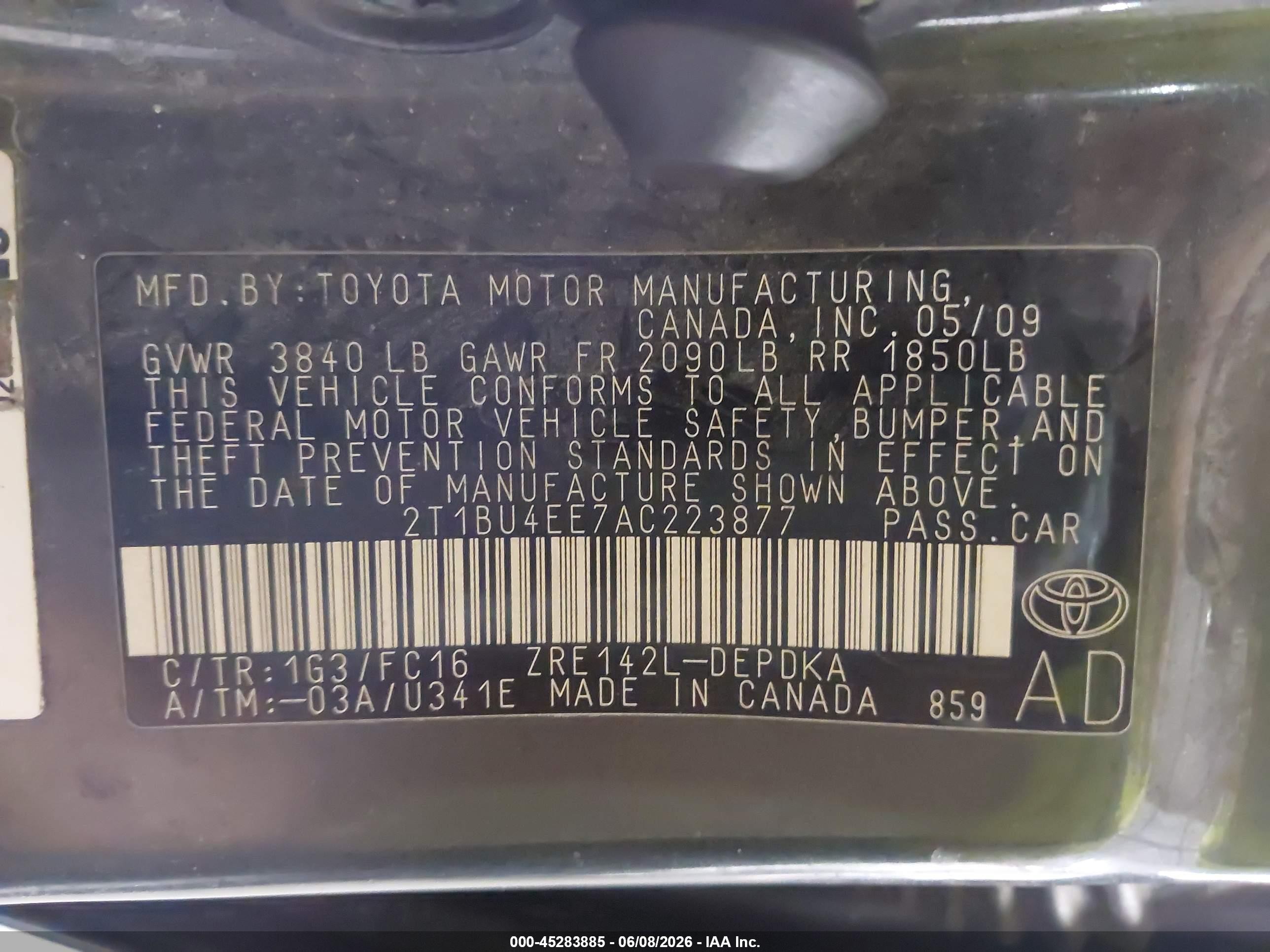2010 Toyota Corolla Le Gray vin: 2T1BU4EE7AC223877