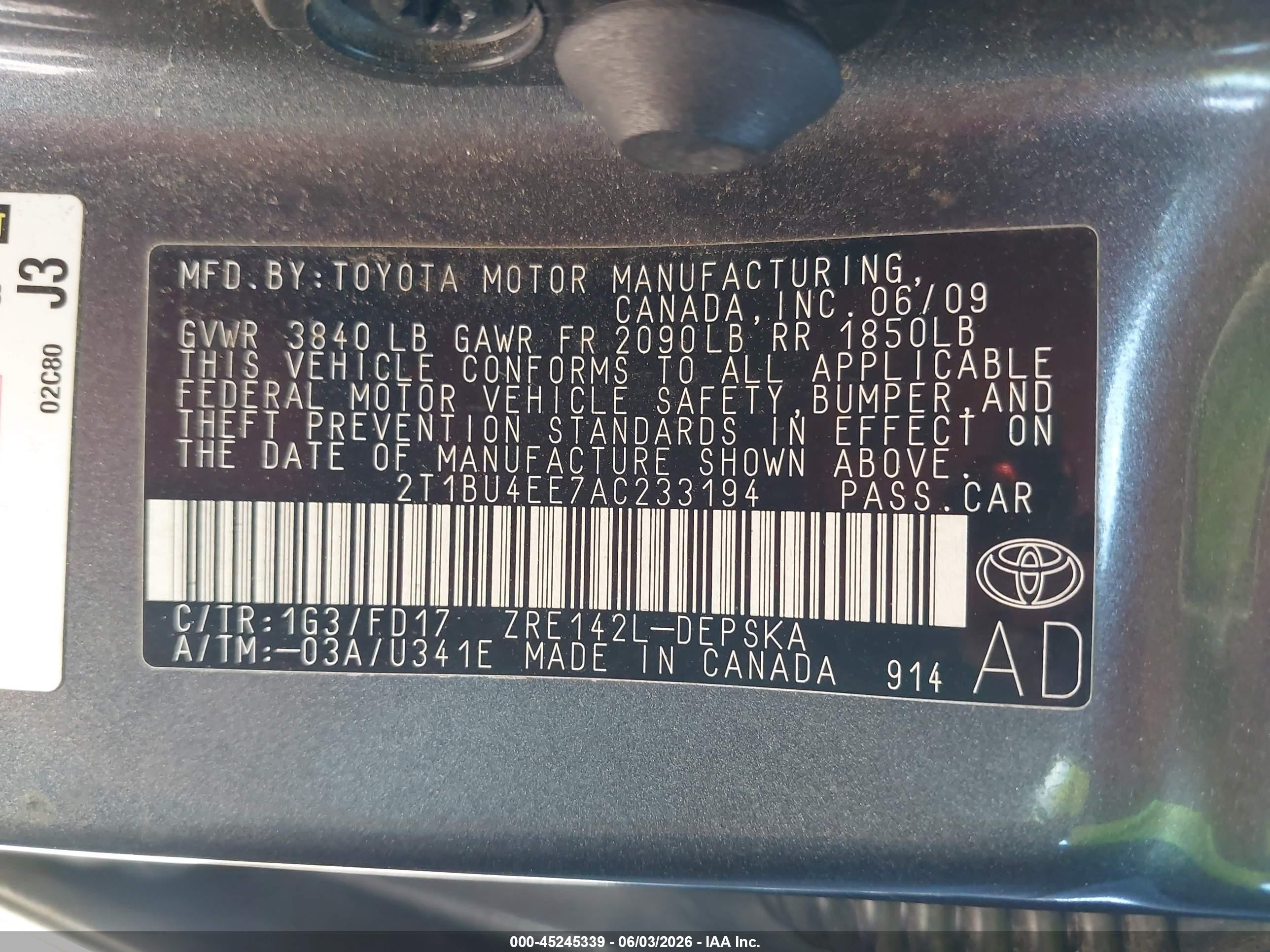 2010 Toyota Corolla S Gray vin: 2T1BU4EE7AC233194