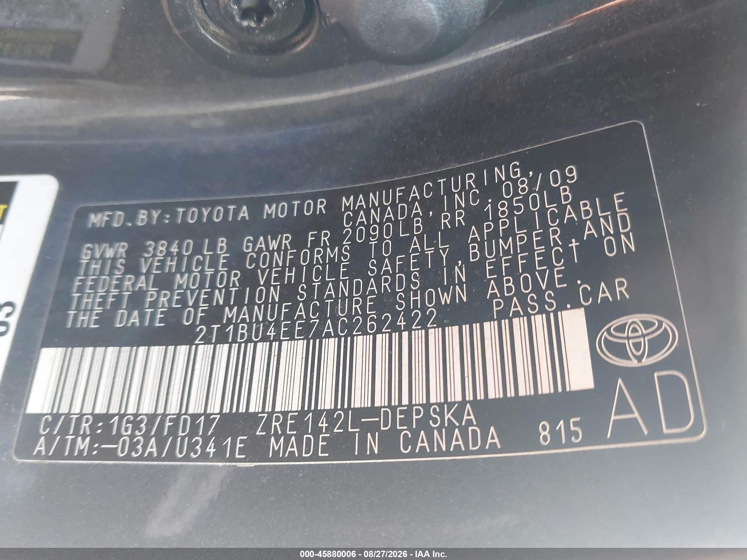 2010 Toyota Corolla S Серый vin: 2T1BU4EE7AC262422