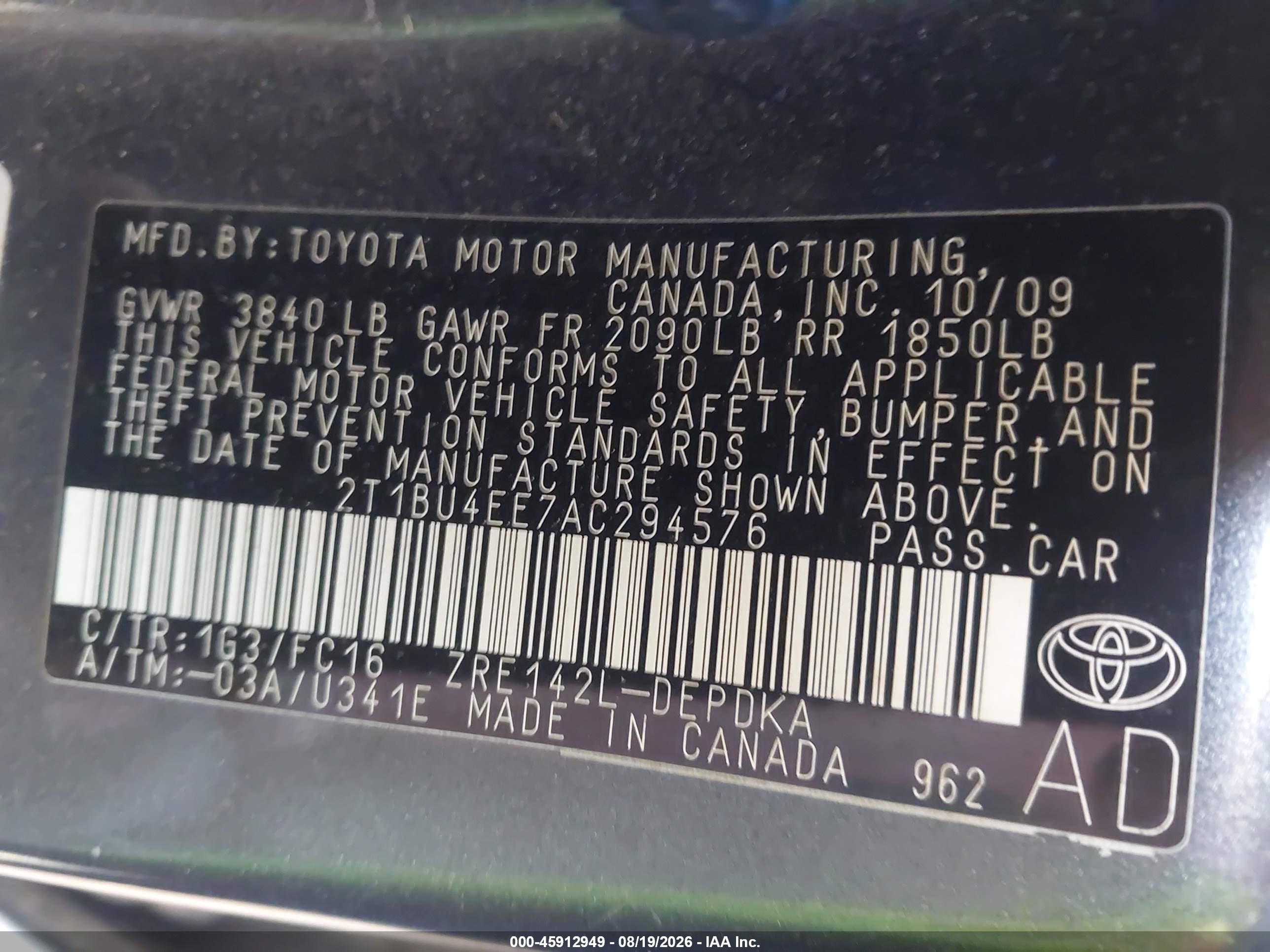 2010 Toyota Corolla Le Серый vin: 2T1BU4EE7AC294576