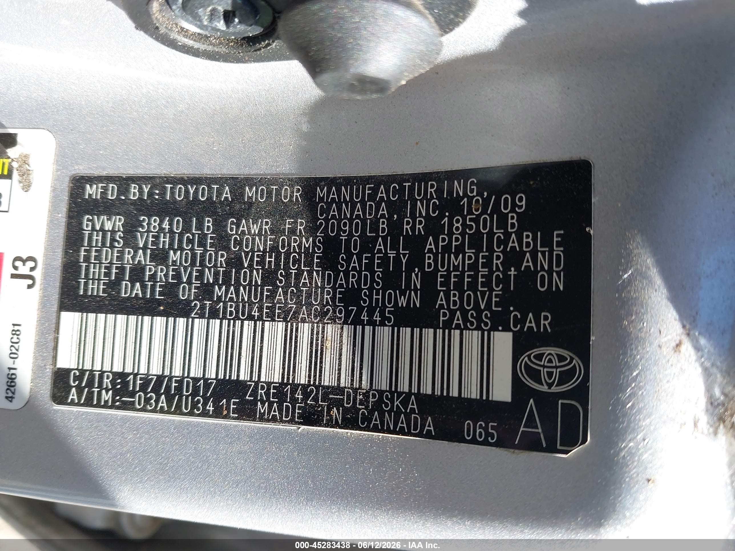2010 Toyota Corolla S Silver vin: 2T1BU4EE7AC297445