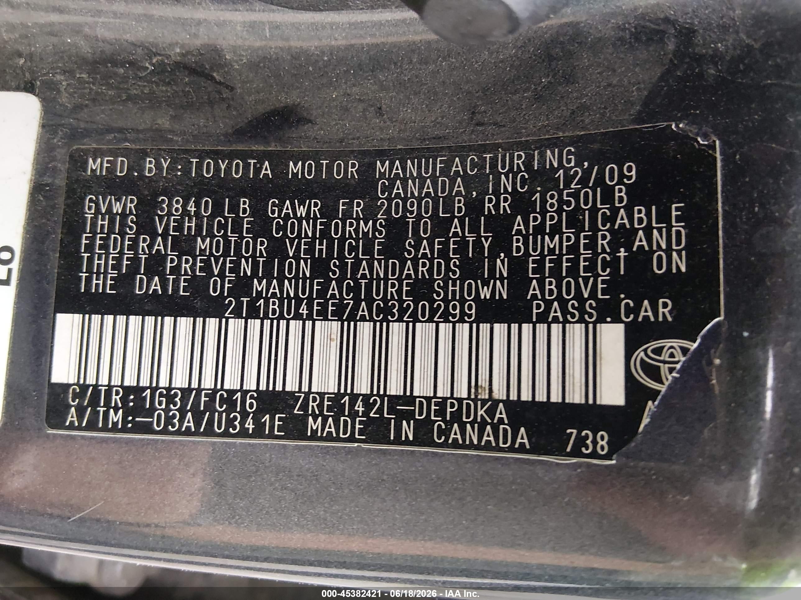 2010 Toyota Corolla Le Gray vin: 2T1BU4EE7AC320299