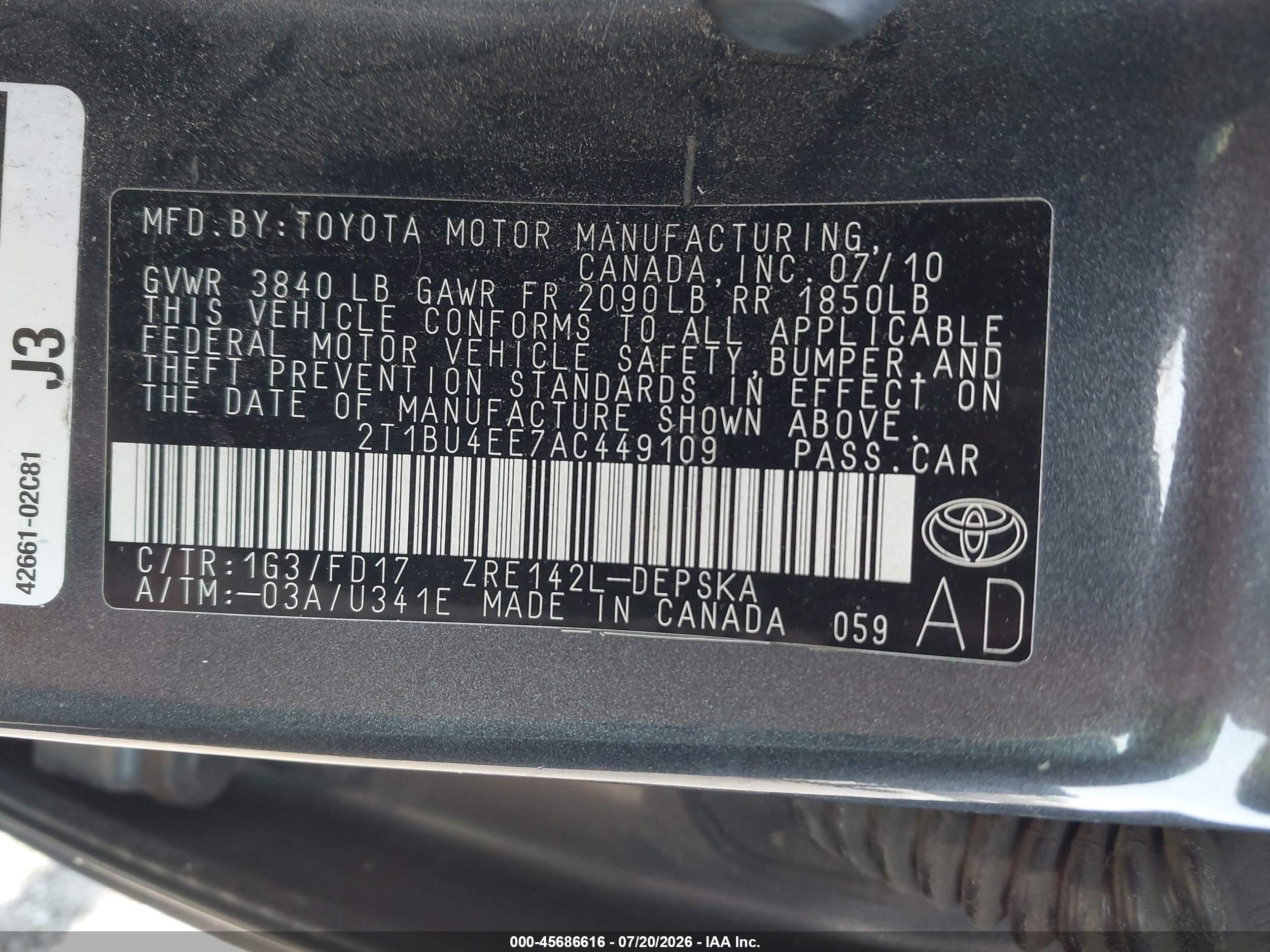 2010 Toyota Corolla S Gray vin: 2T1BU4EE7AC449109