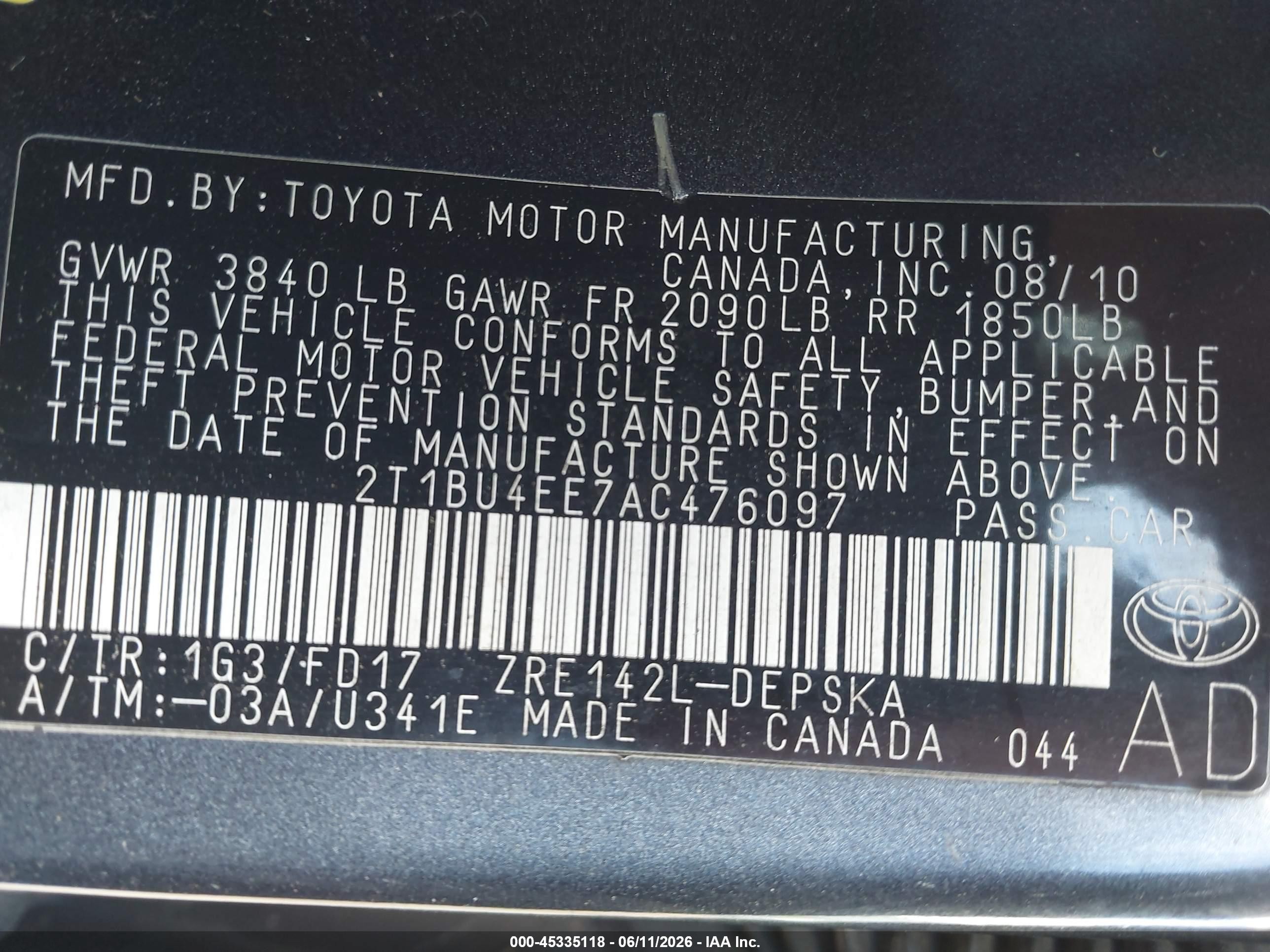 2010 Toyota Corolla S Черный vin: 2T1BU4EE7AC476097