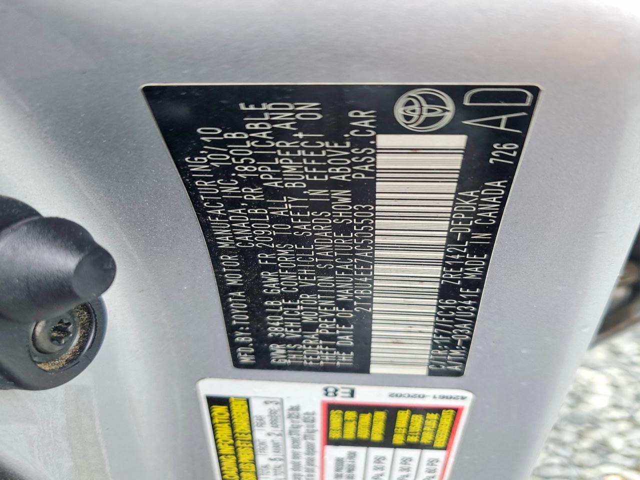 2010 Toyota Corolla Le Gray vin: 2T1BU4EE7AC505503