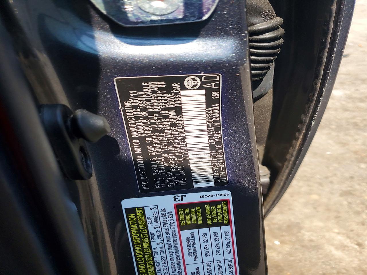 2011 Toyota Corolla S Charcoal vin: 2T1BU4EE7BC646685