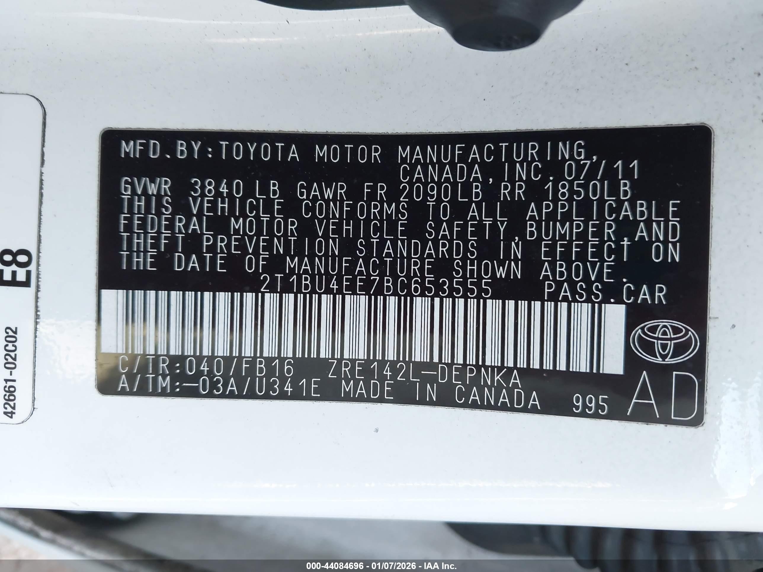 2011 Toyota Corolla Le White vin: 2T1BU4EE7BC653555