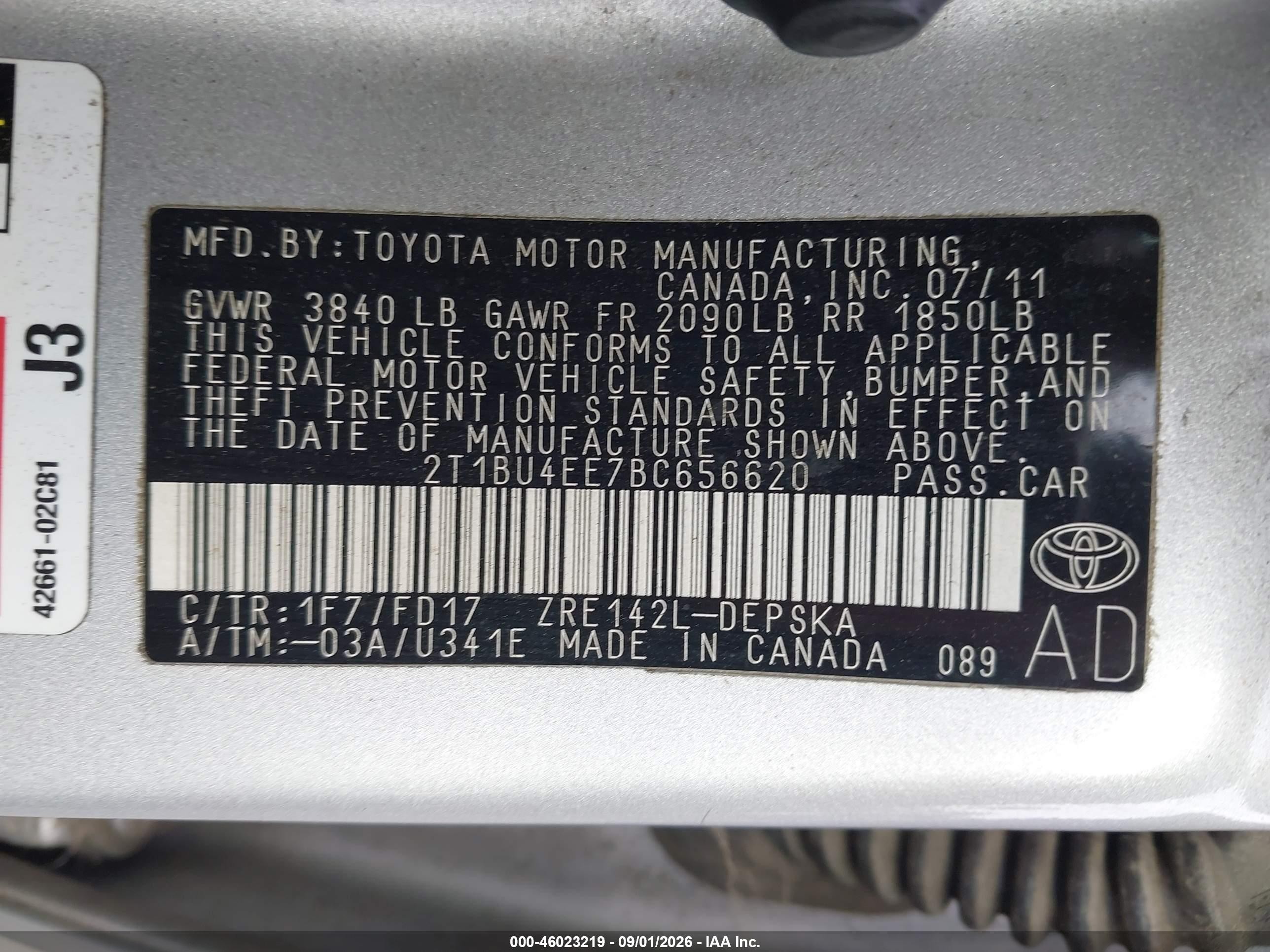 2011 Toyota Corolla S Silver vin: 2T1BU4EE7BC656620