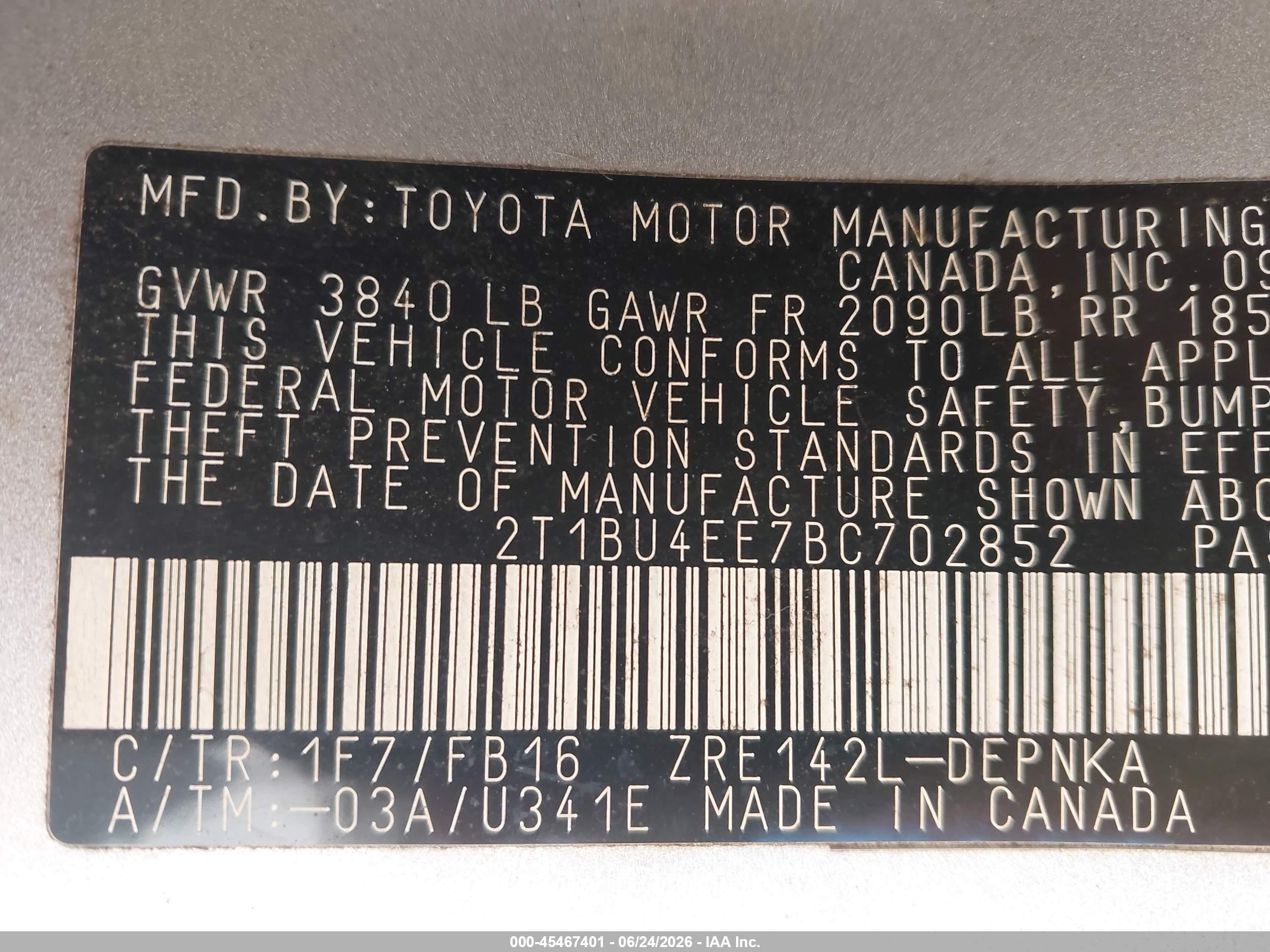 2011 Toyota Corolla Le Silver vin: 2T1BU4EE7BC702852