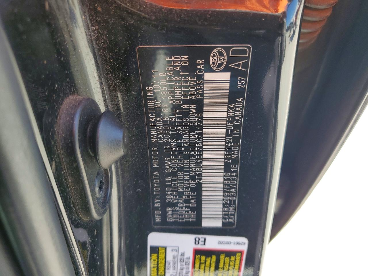 2011 Toyota Corolla Le Black vin: 2T1BU4EE7BC711776