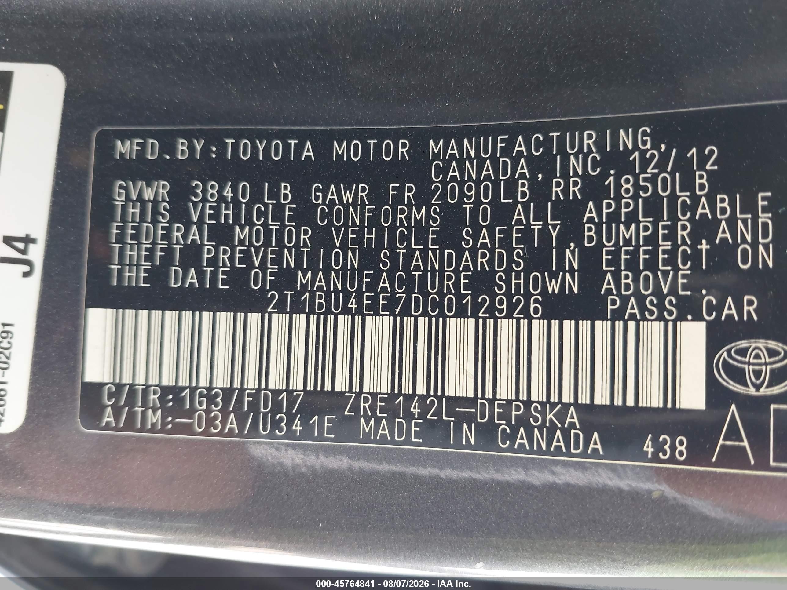 2013 Toyota Corolla S Gray vin: 2T1BU4EE7DC012926