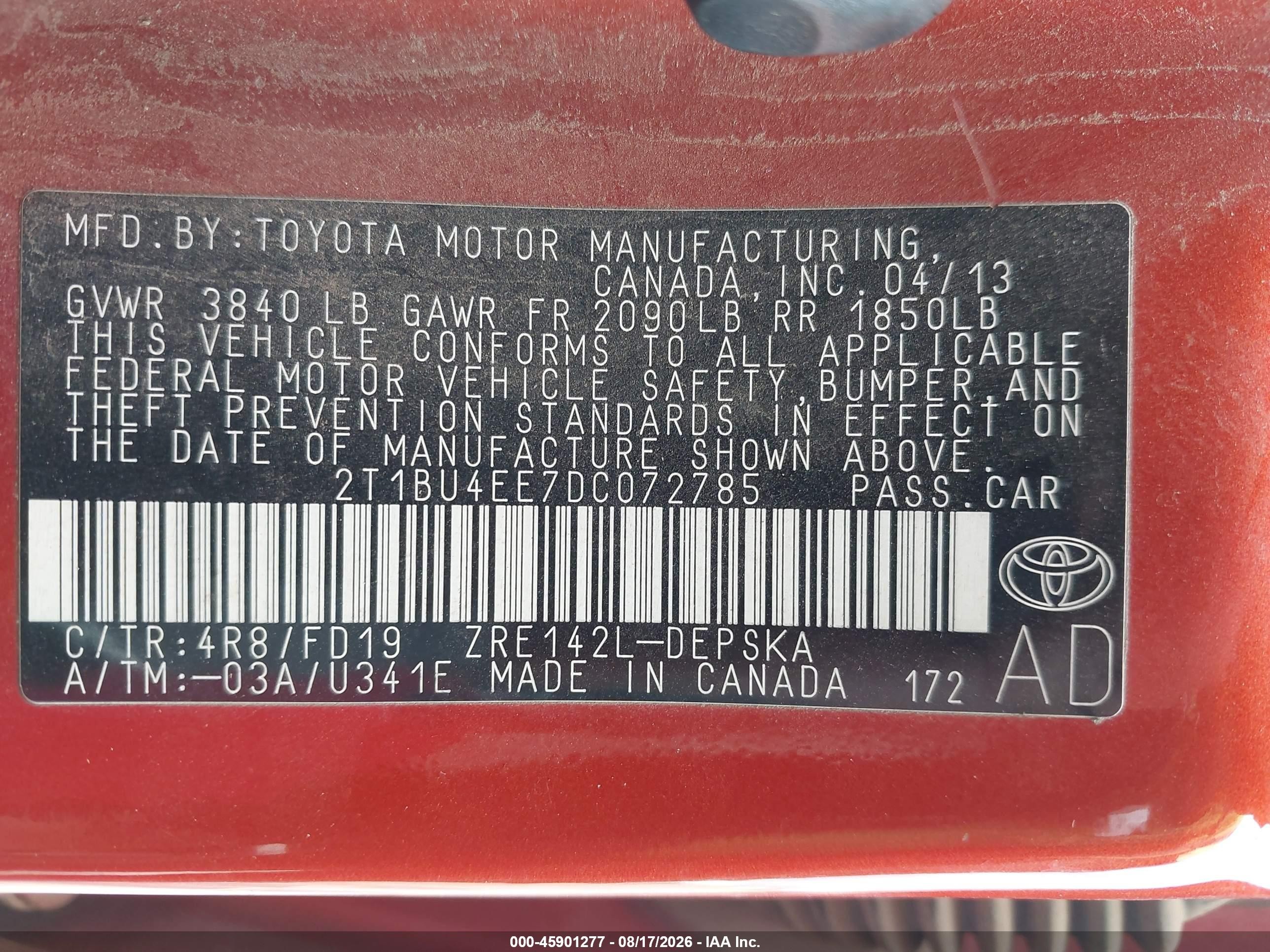 2013 Toyota Corolla S Special Edition Orange vin: 2T1BU4EE7DC072785