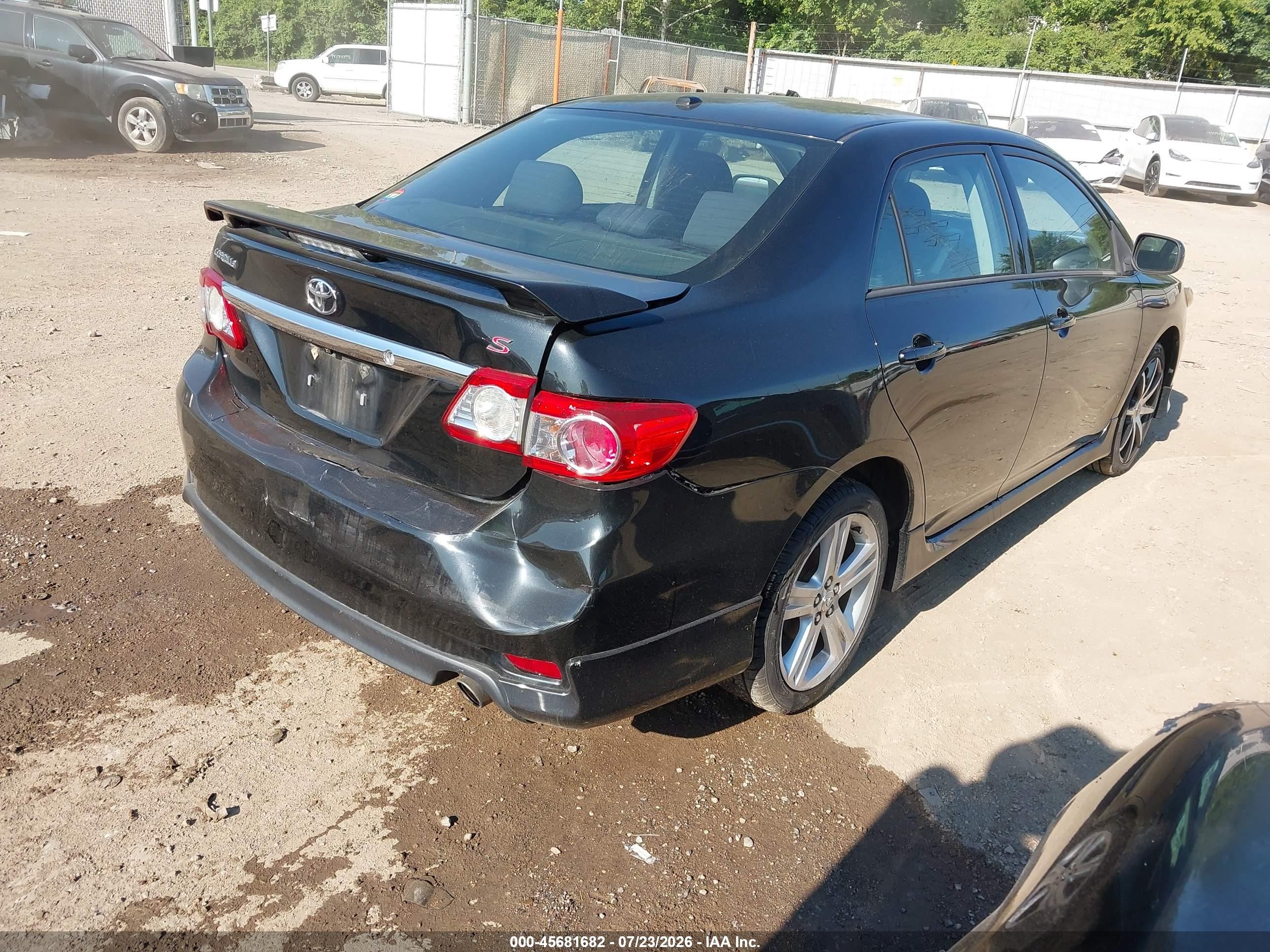 2013 Toyota Corolla S Black vin: 2T1BU4EE7DC110130