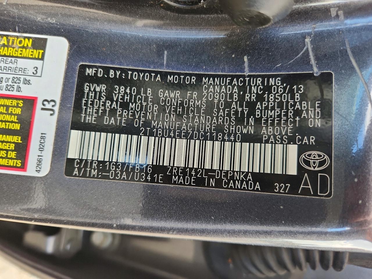 2013 Toyota Corolla Le Серый vin: 2T1BU4EE7DC118440