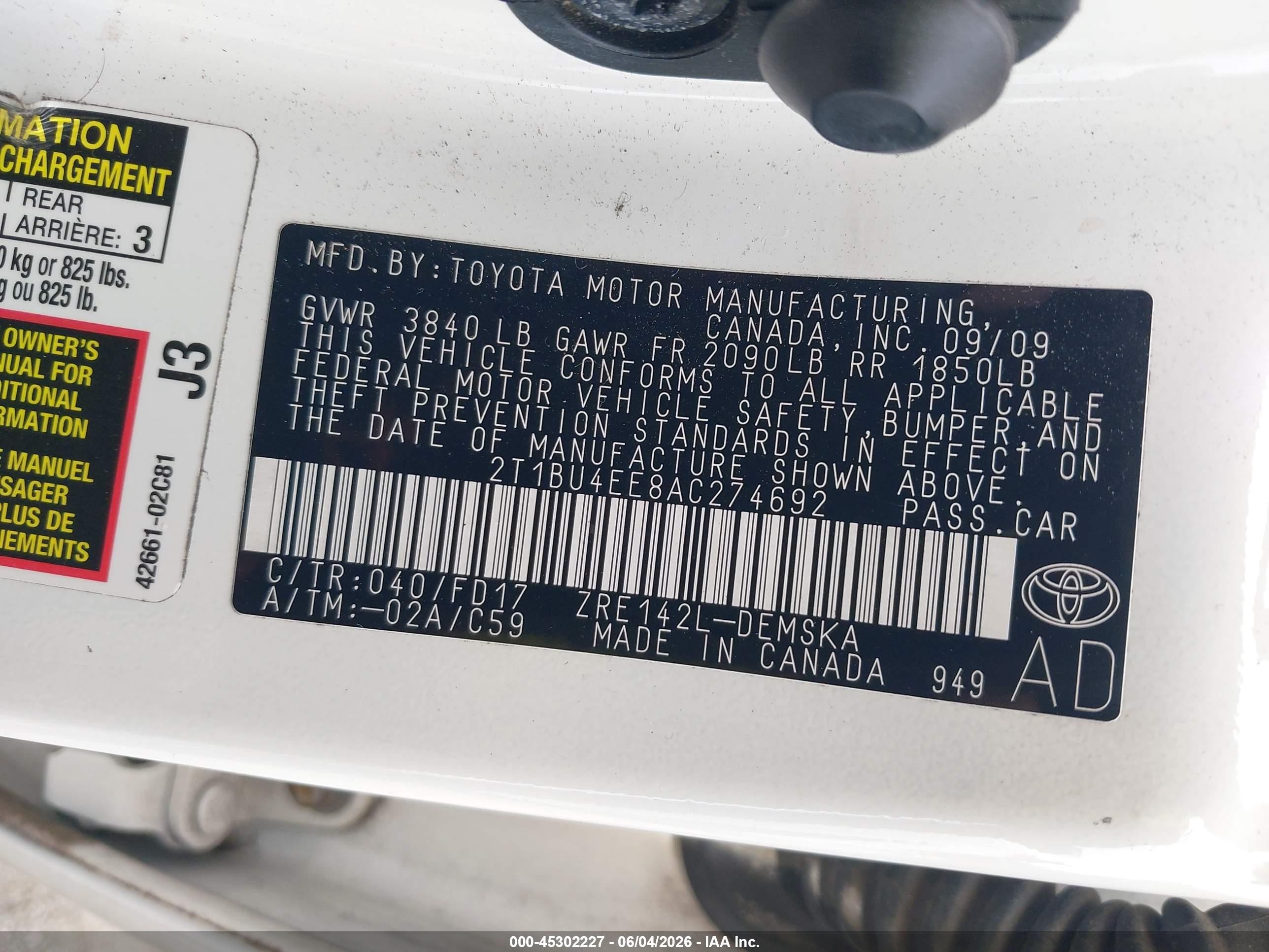 2010 Toyota Corolla S Белый vin: 2T1BU4EE8AC274692