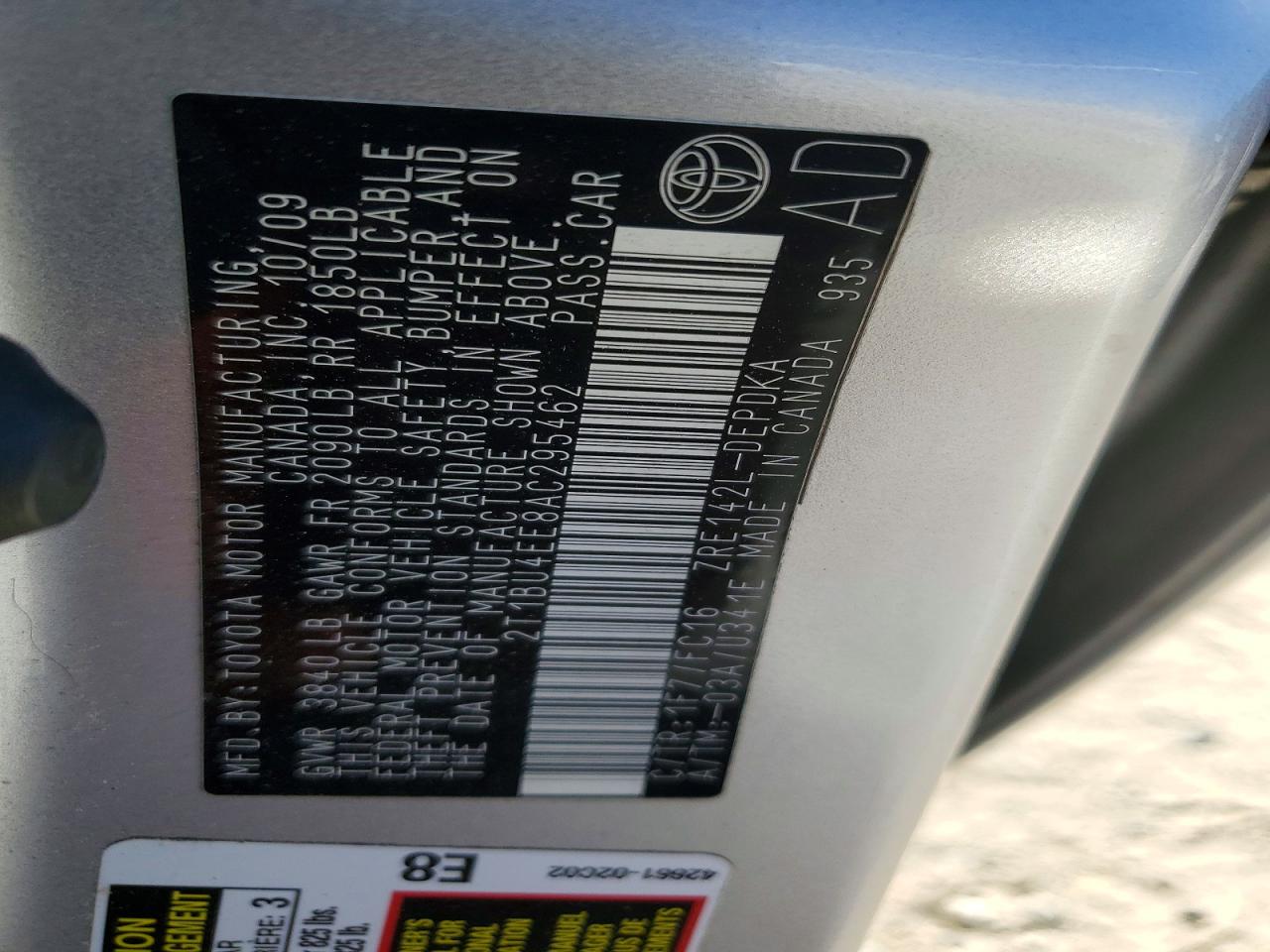 2010 Toyota Corolla Le Silver vin: 2T1BU4EE8AC295462