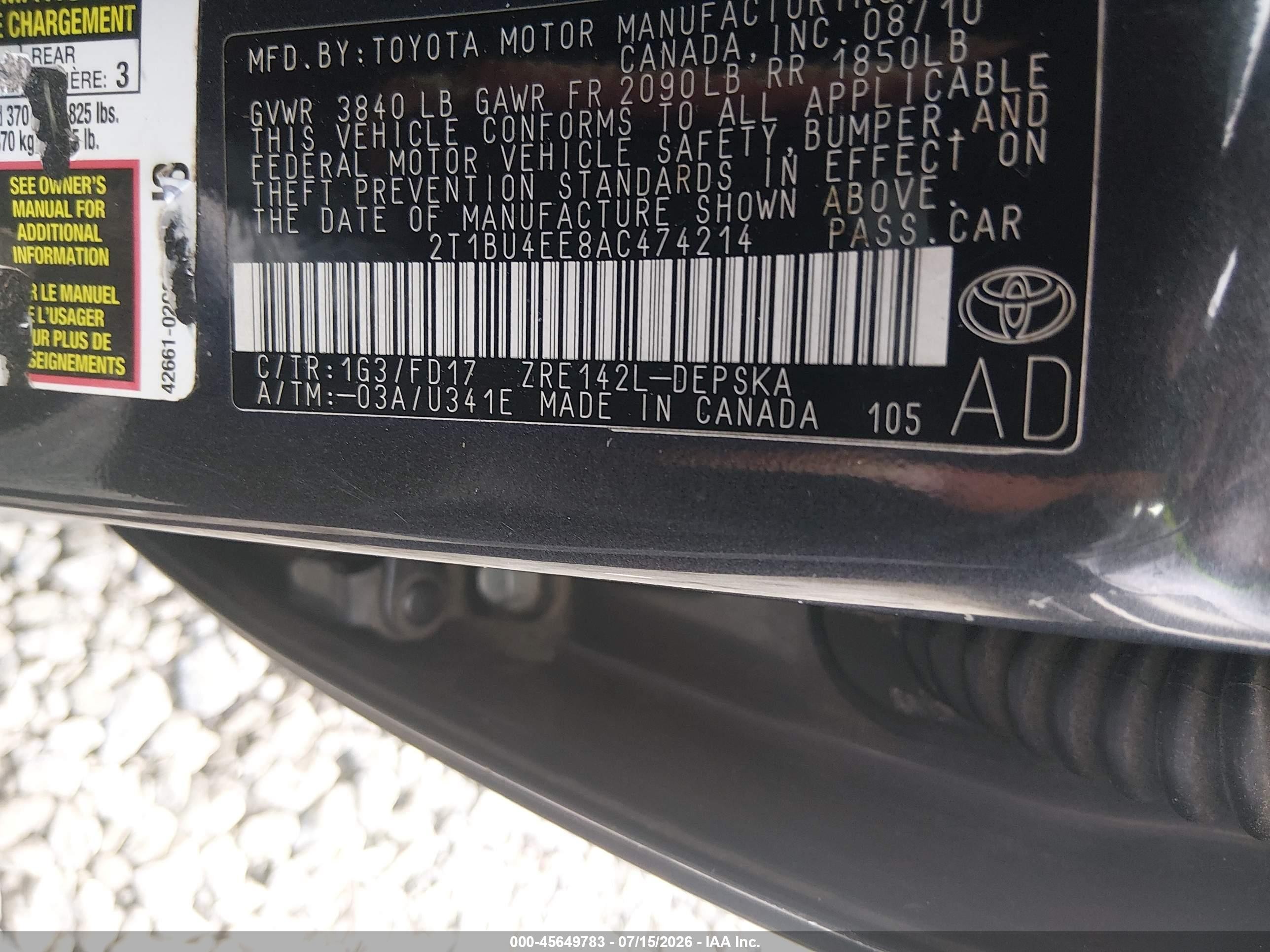 2010 Toyota Corolla S Gray vin: 2T1BU4EE8AC474214