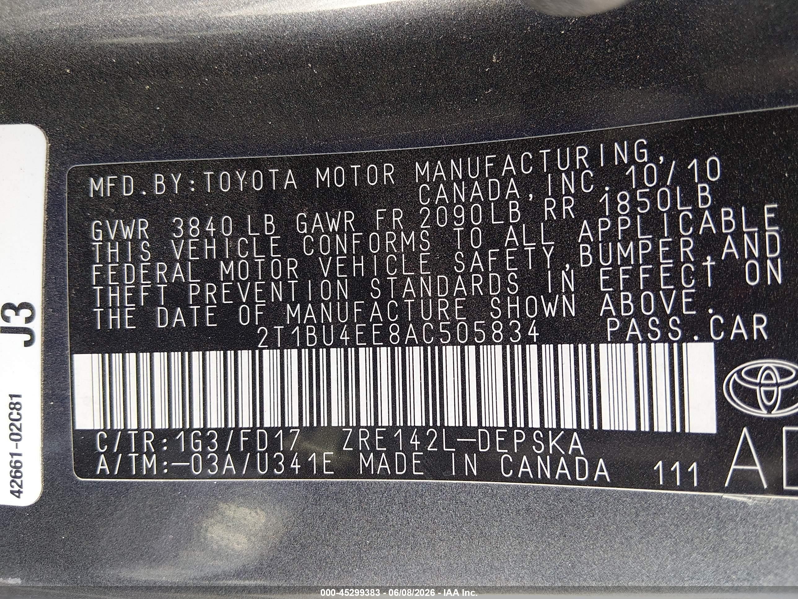 2010 Toyota Corolla S Gray vin: 2T1BU4EE8AC505834