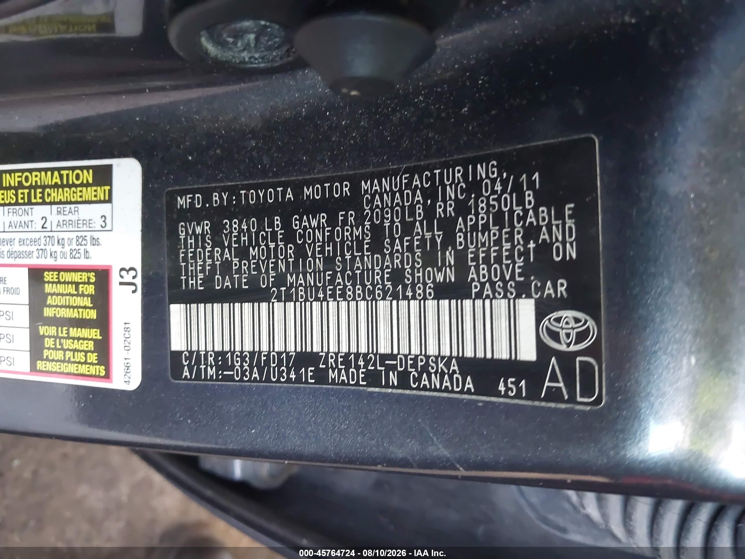 2011 Toyota Corolla S Gray vin: 2T1BU4EE8BC621486