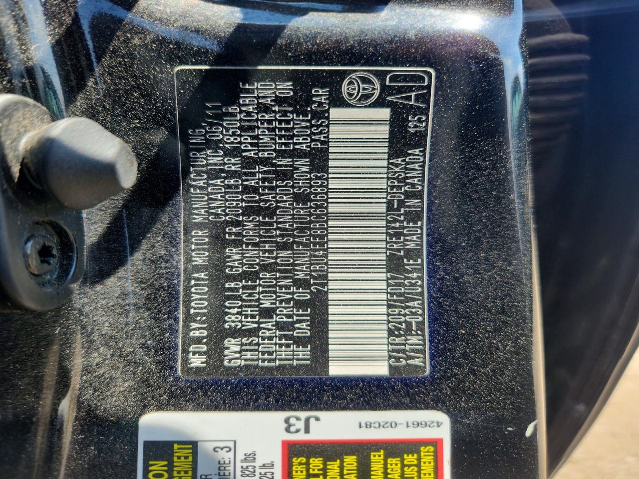 2011 Toyota Corolla S Black vin: 2T1BU4EE8BC636893