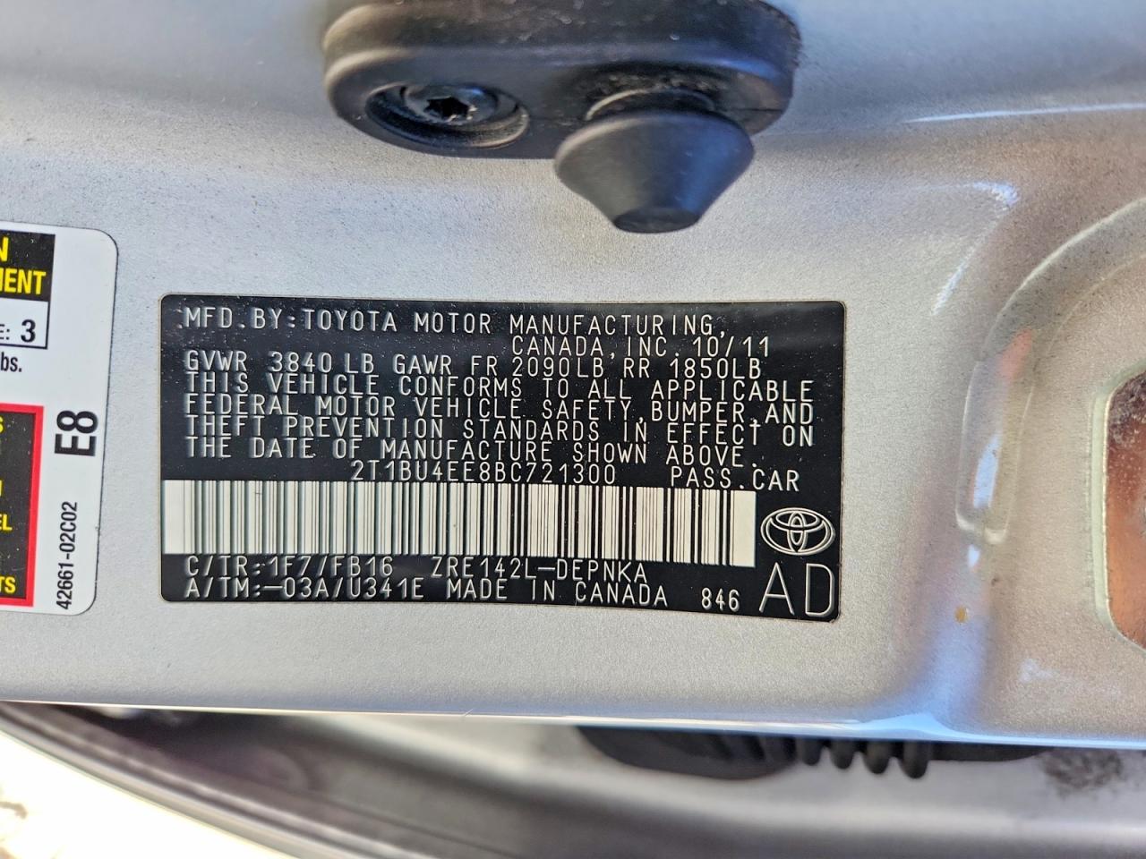 2011 Toyota Corolla Le Silver vin: 2T1BU4EE8BC721300