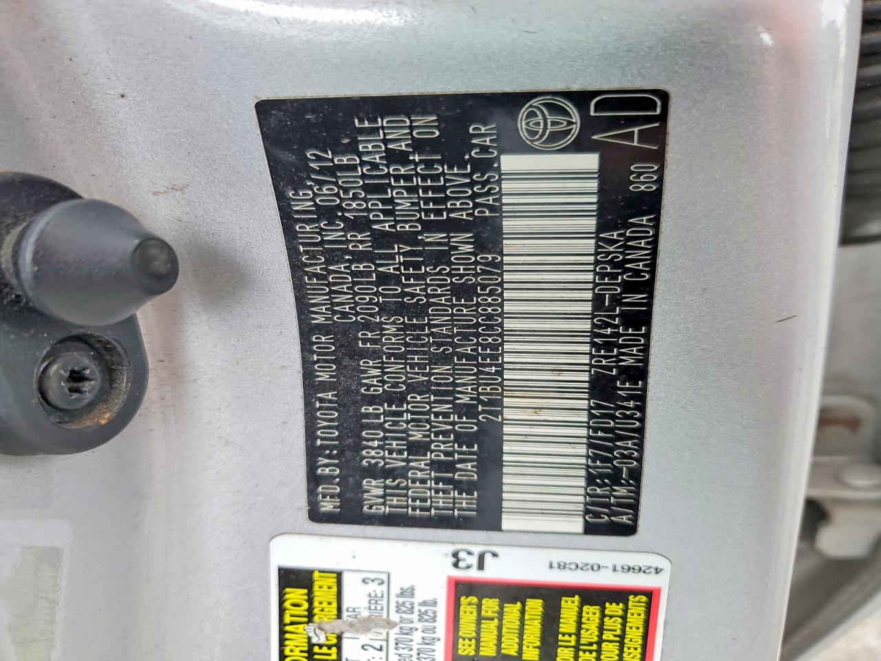 2012 Toyota Corolla S Silver vin: 2T1BU4EE8CC885079