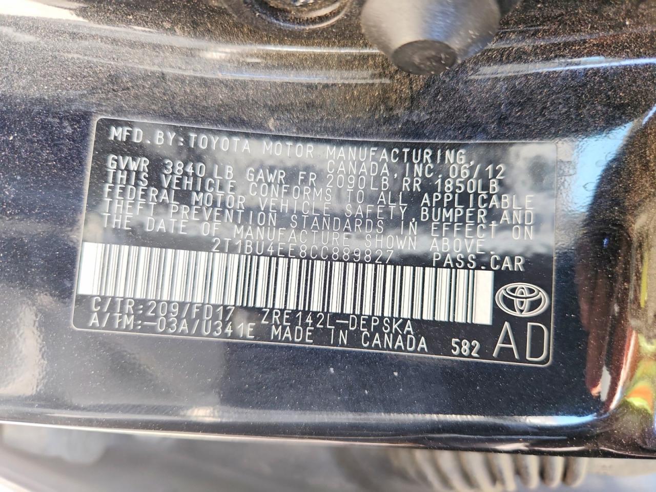 2012 Toyota Corolla S Black vin: 2T1BU4EE8CC889827
