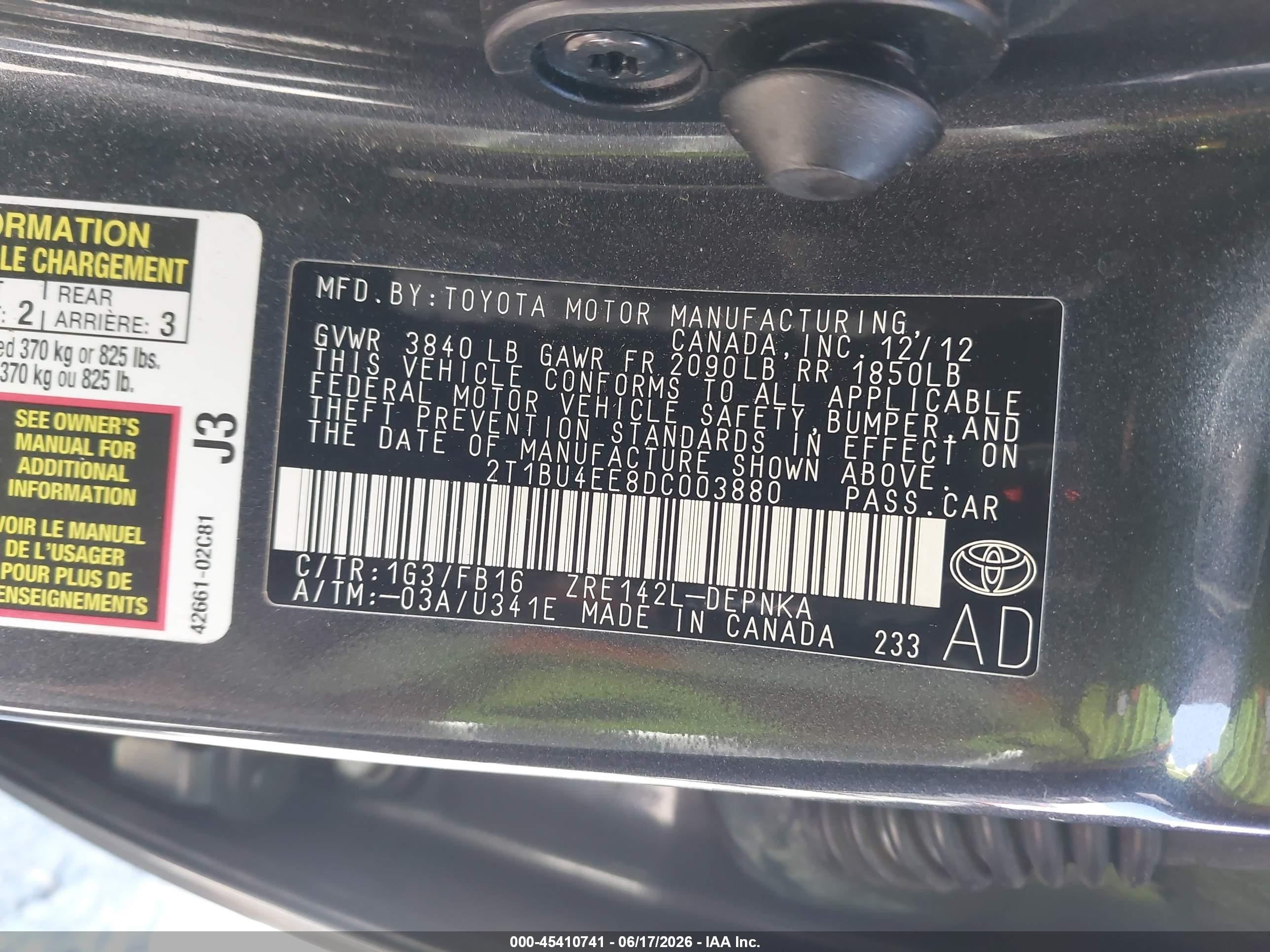 2013 Toyota Corolla Le Gray vin: 2T1BU4EE8DC003880