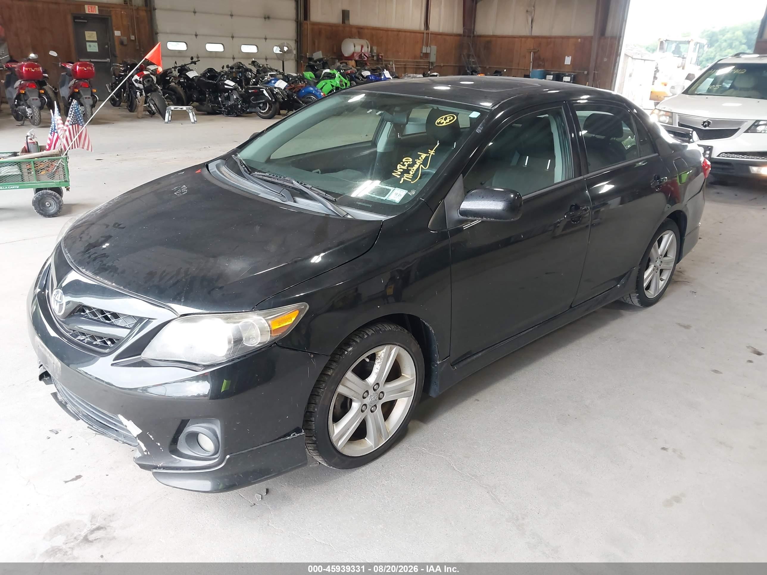 2013 Toyota Corolla S Black vin: 2T1BU4EE8DC072021
