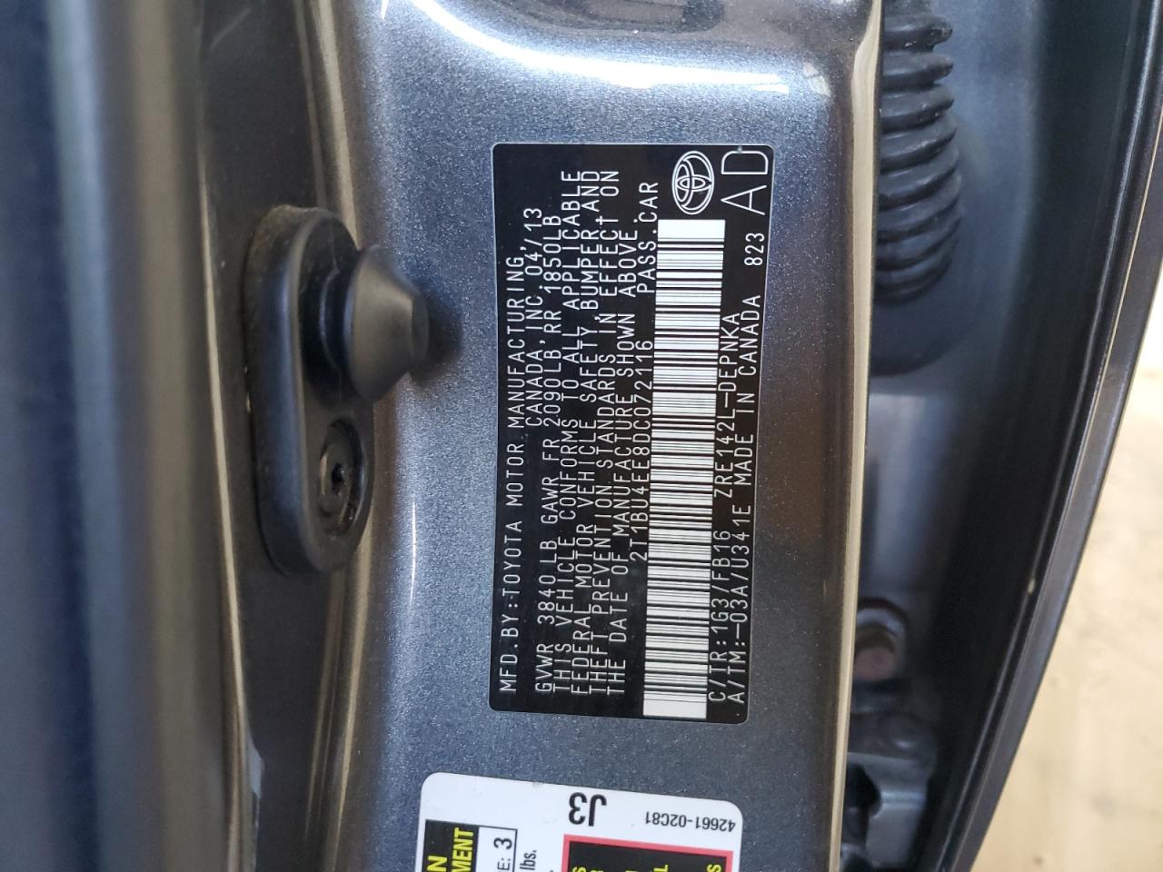 2013 Toyota Corolla Le Gray vin: 2T1BU4EE8DC072116