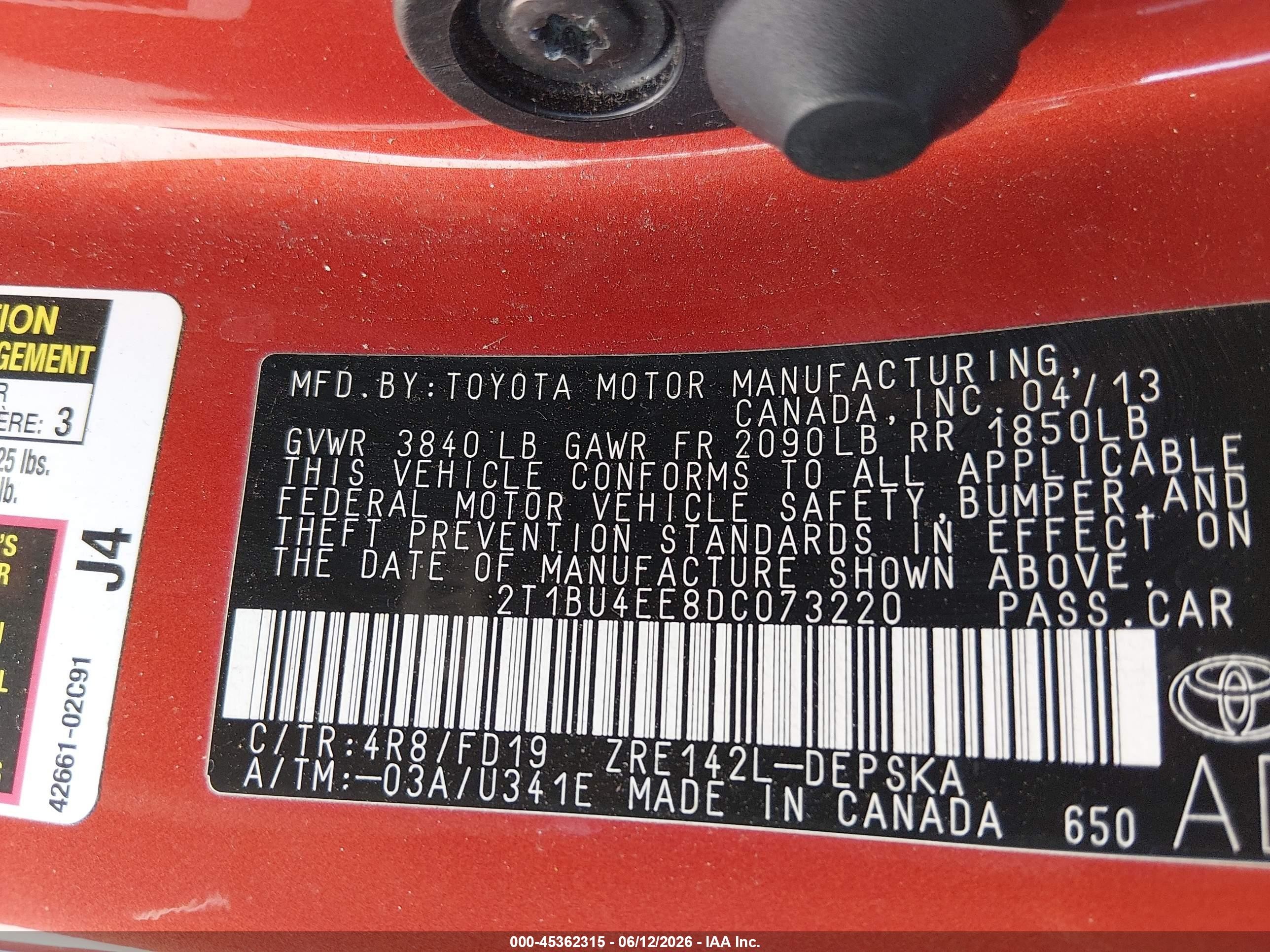 2013 Toyota Corolla S Special Edition Orange vin: 2T1BU4EE8DC073220