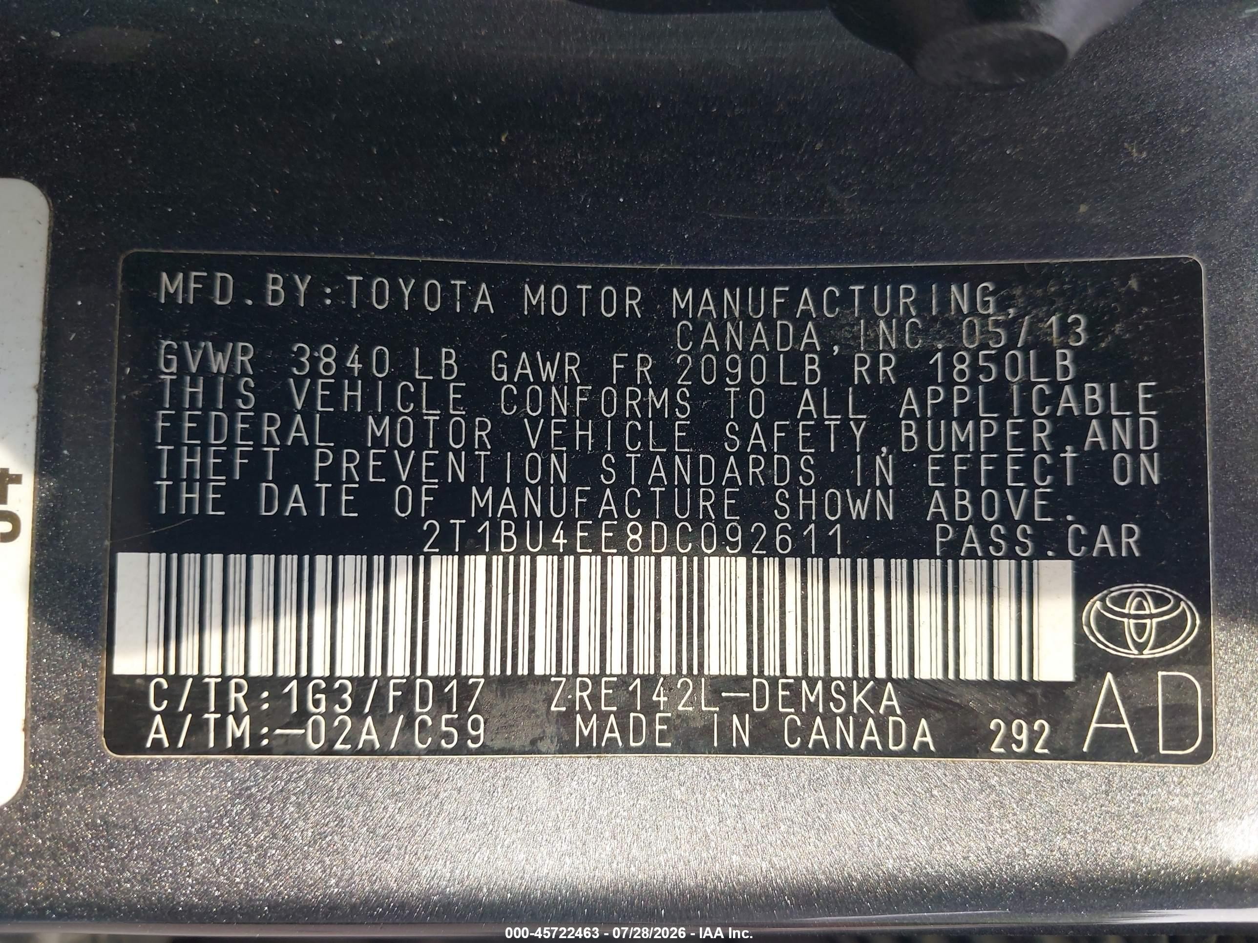 2013 Toyota Corolla S Gray vin: 2T1BU4EE8DC092611