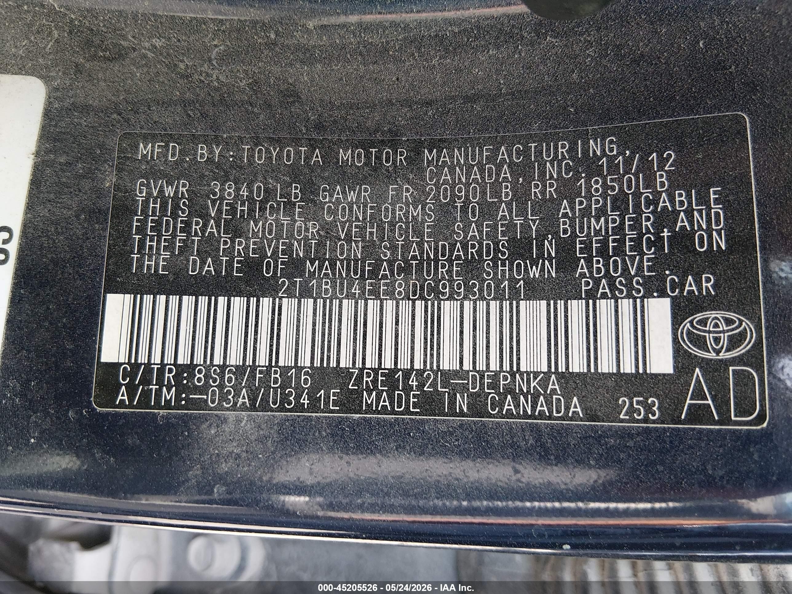 2013 Toyota Corolla Le Dark Blue vin: 2T1BU4EE8DC993011