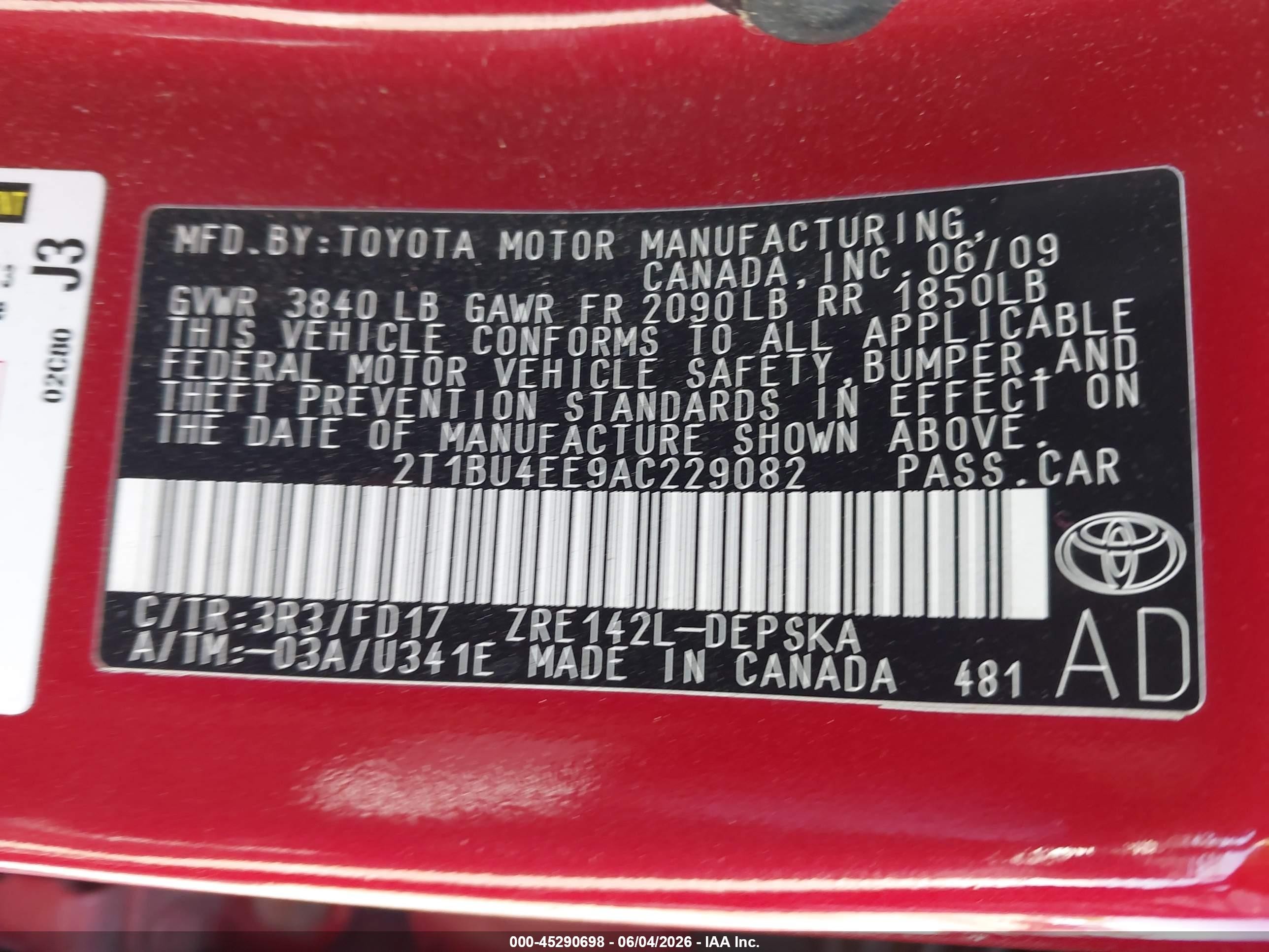 2010 Toyota Corolla S Red vin: 2T1BU4EE9AC229082