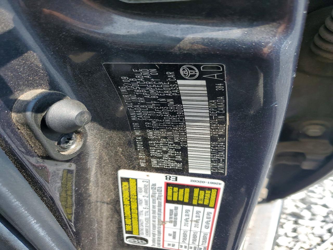 2010 Toyota Corolla Le Charcoal vin: 2T1BU4EE9AC319008