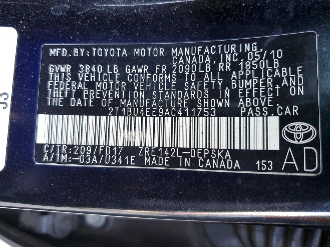 2010 Toyota Corolla S Black vin: 2T1BU4EE9AC411753