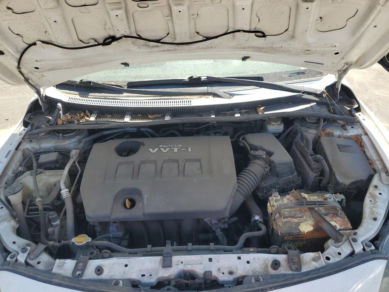 2010 Toyota Corolla S White vin: 2T1BU4EE9AC460080 Damage: Battery, Corrosion, Replacement Required