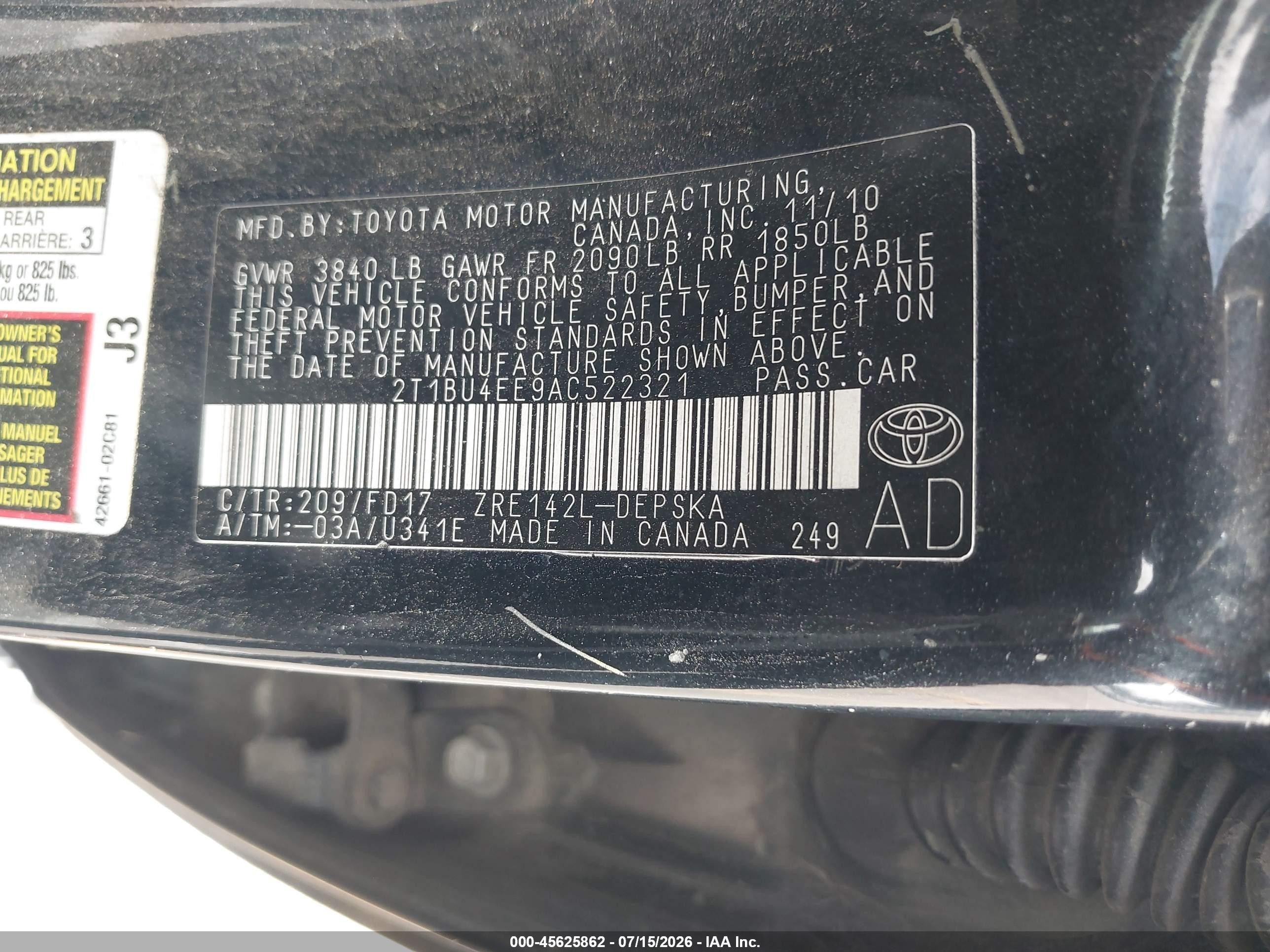 2010 Toyota Corolla S Black vin: 2T1BU4EE9AC522321