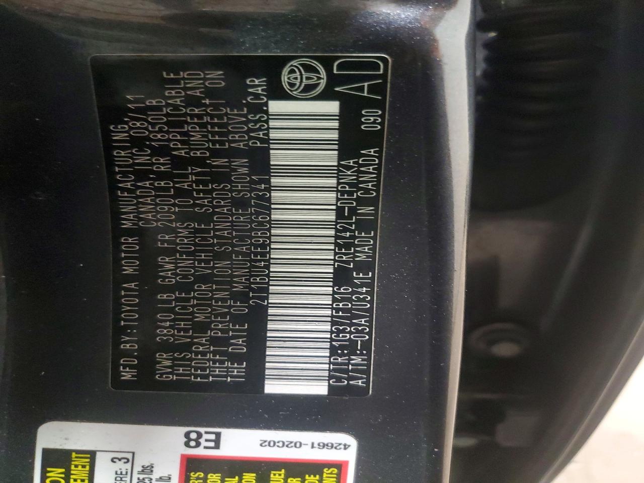 2011 Toyota Corolla Le Gray vin: 2T1BU4EE9BC677341