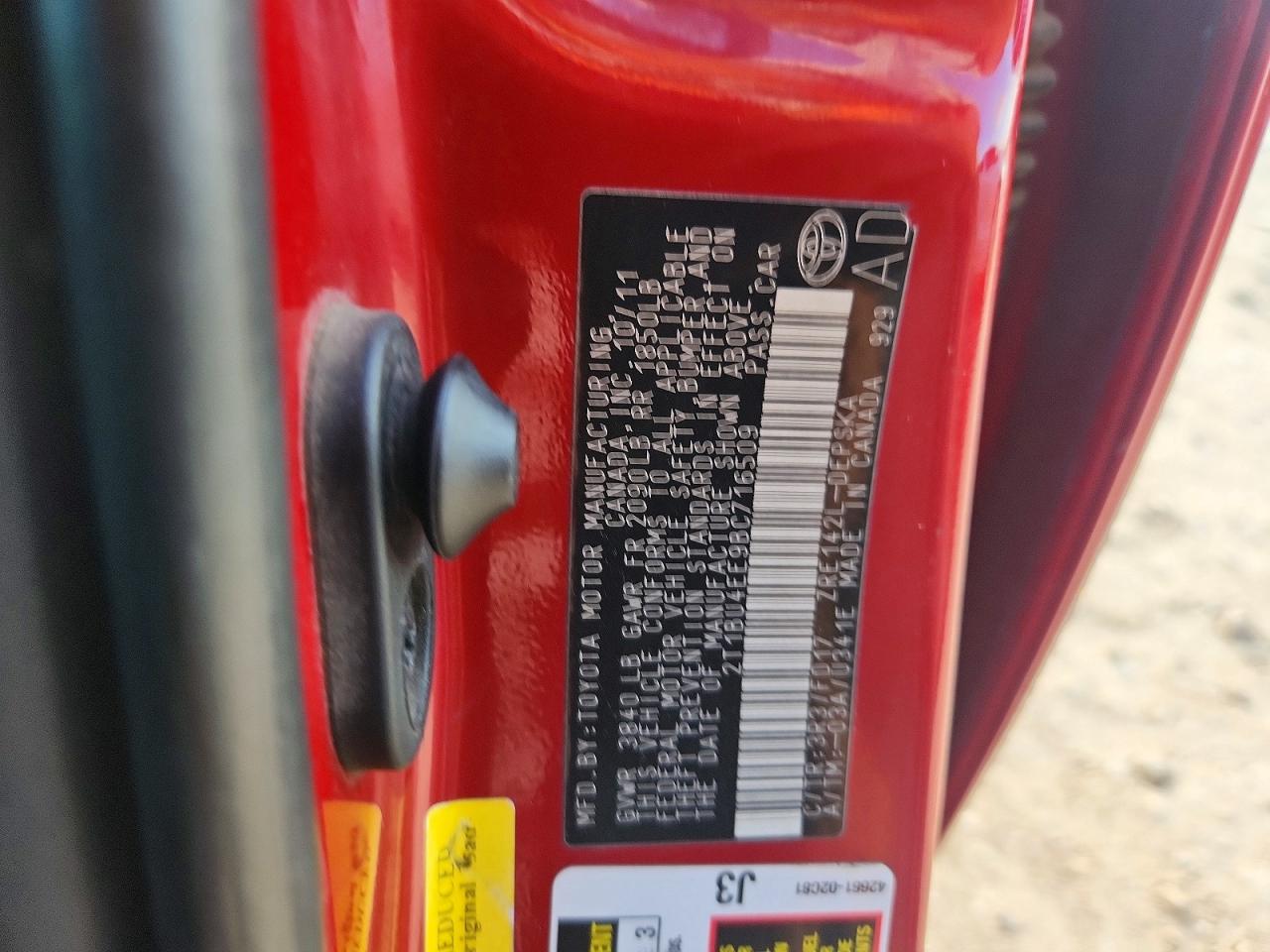 2011 Toyota Corolla S Red vin: 2T1BU4EE9BC716509