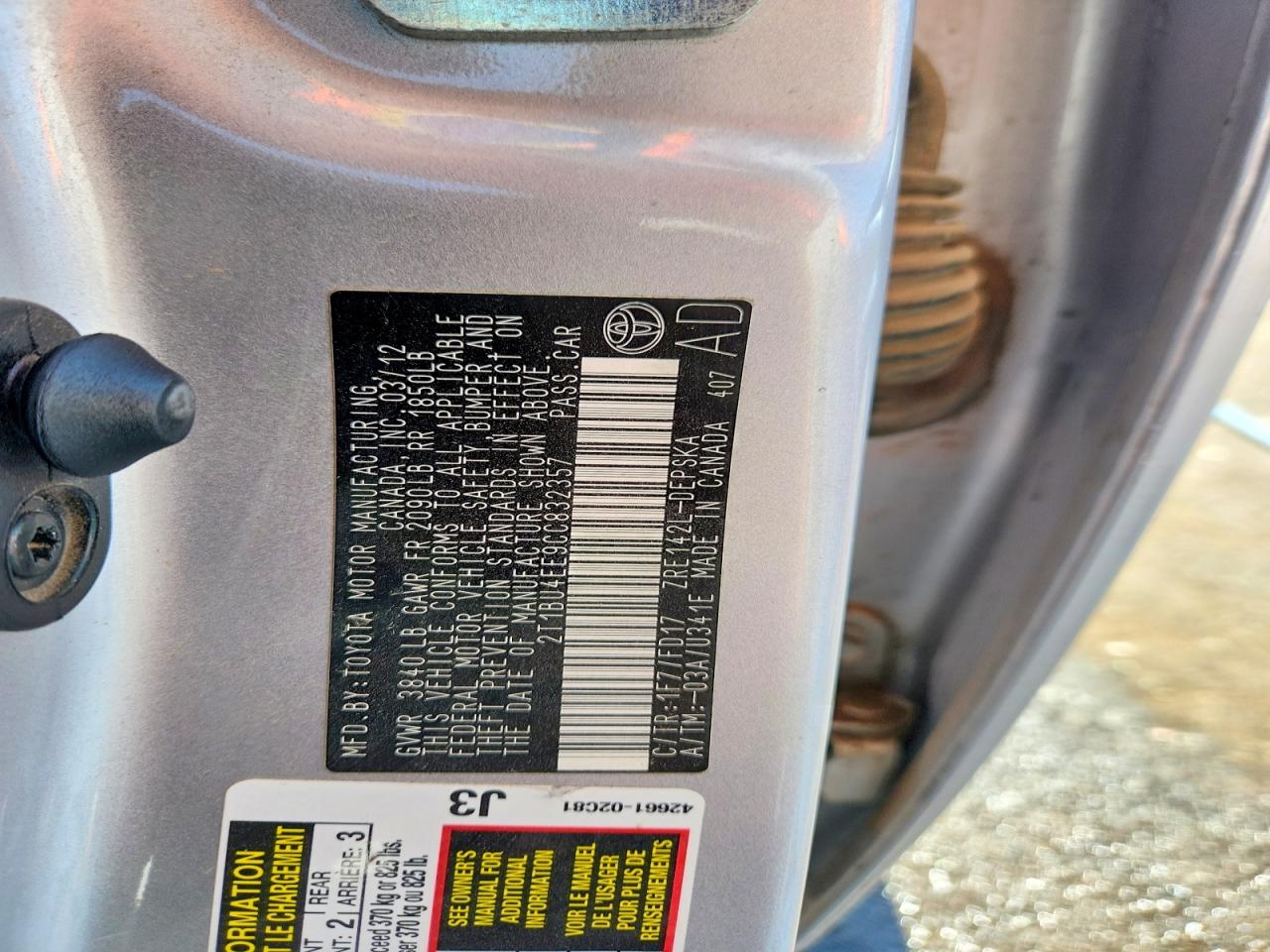 2012 Toyota Corolla S Silver vin: 2T1BU4EE9CC832357